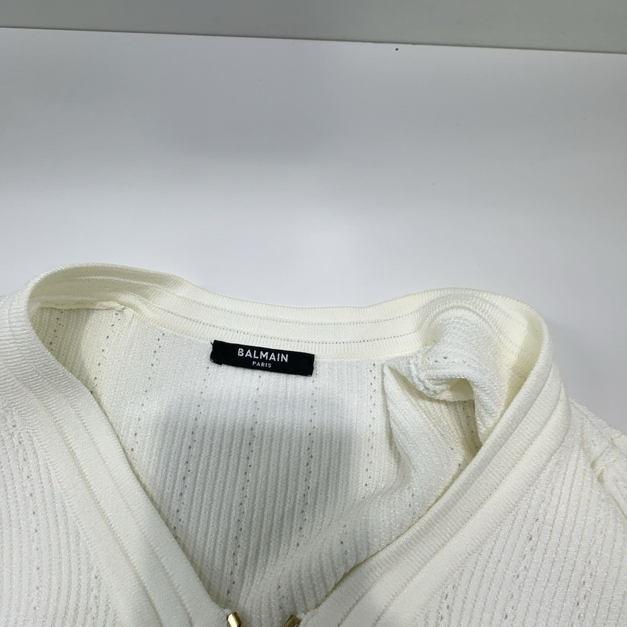 Balmain BALMAIN Gold Button Ribbed Knit Zip Jacket Size 34 Size XXS / US 00 / IT 34 - 6 Thumbnail