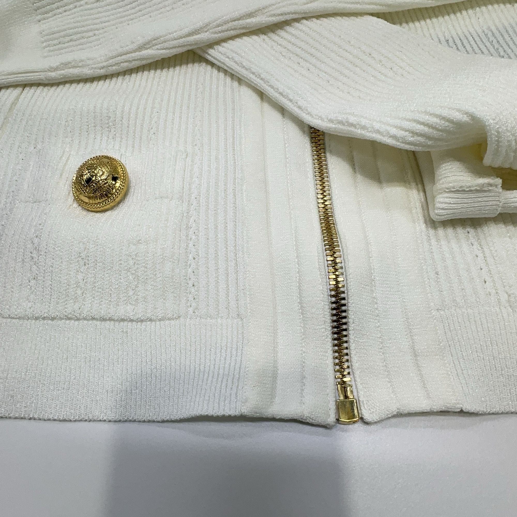 Balmain BALMAIN Gold Button Ribbed Knit Zip Jacket Size 34 Size XXS / US 00 / IT 34 - 7 Thumbnail