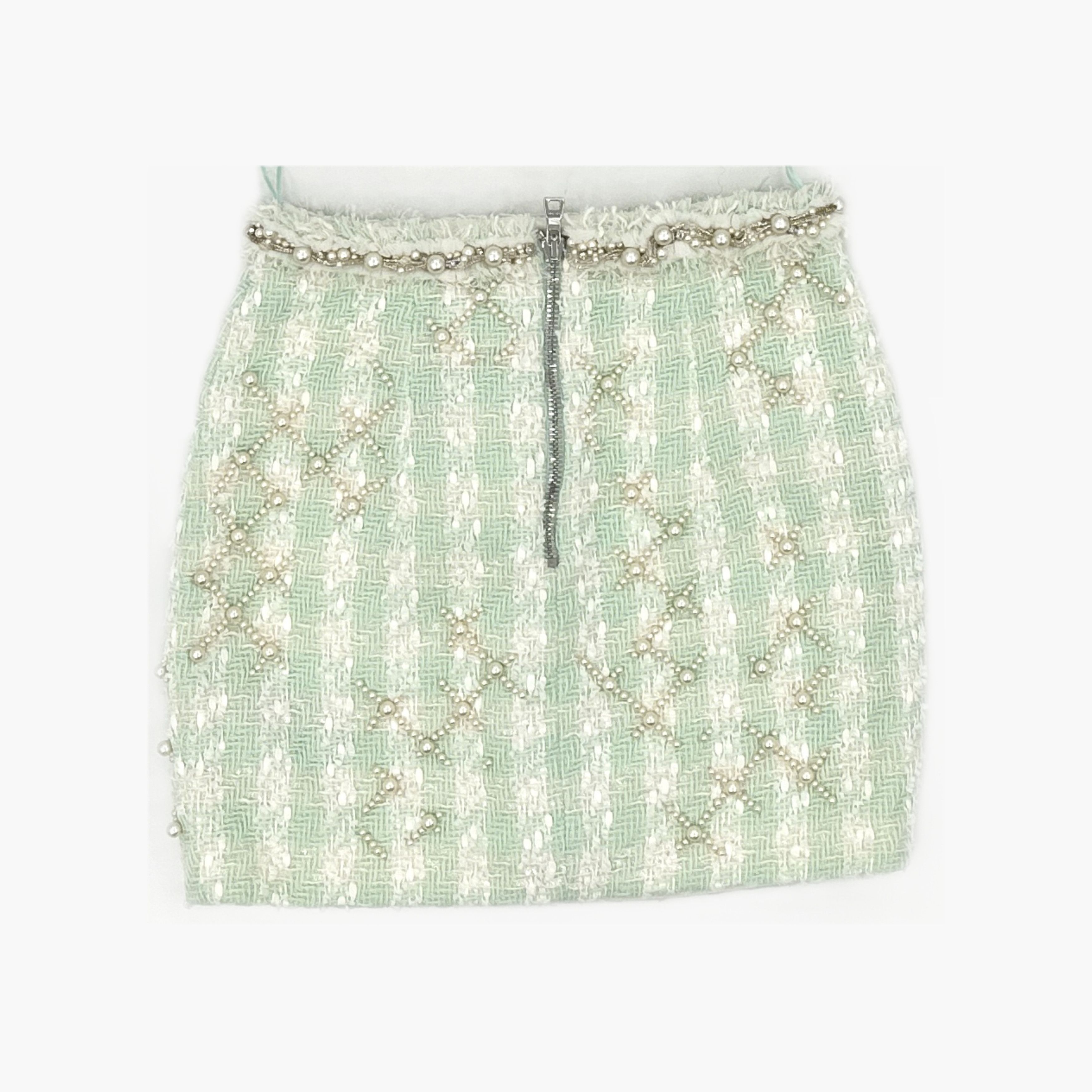 Balmain Balmain Pearl Embellished Tweed Mini Skirt Size 38 Size 27" / US 4 / IT 40 - 2 Thumbnail