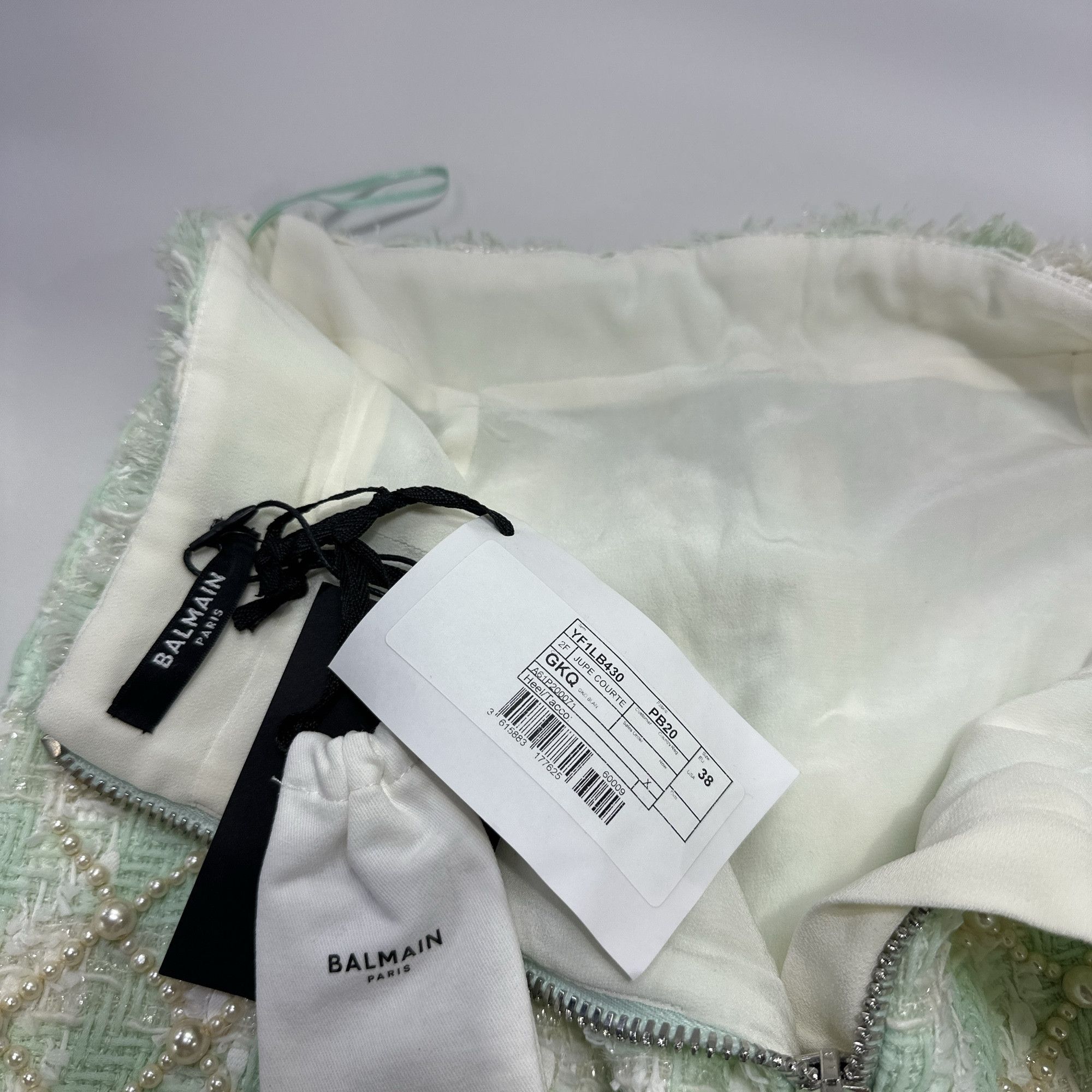Balmain Balmain Pearl Embellished Tweed Mini Skirt Size 38 Size 27" / US 4 / IT 40 - 3 Thumbnail