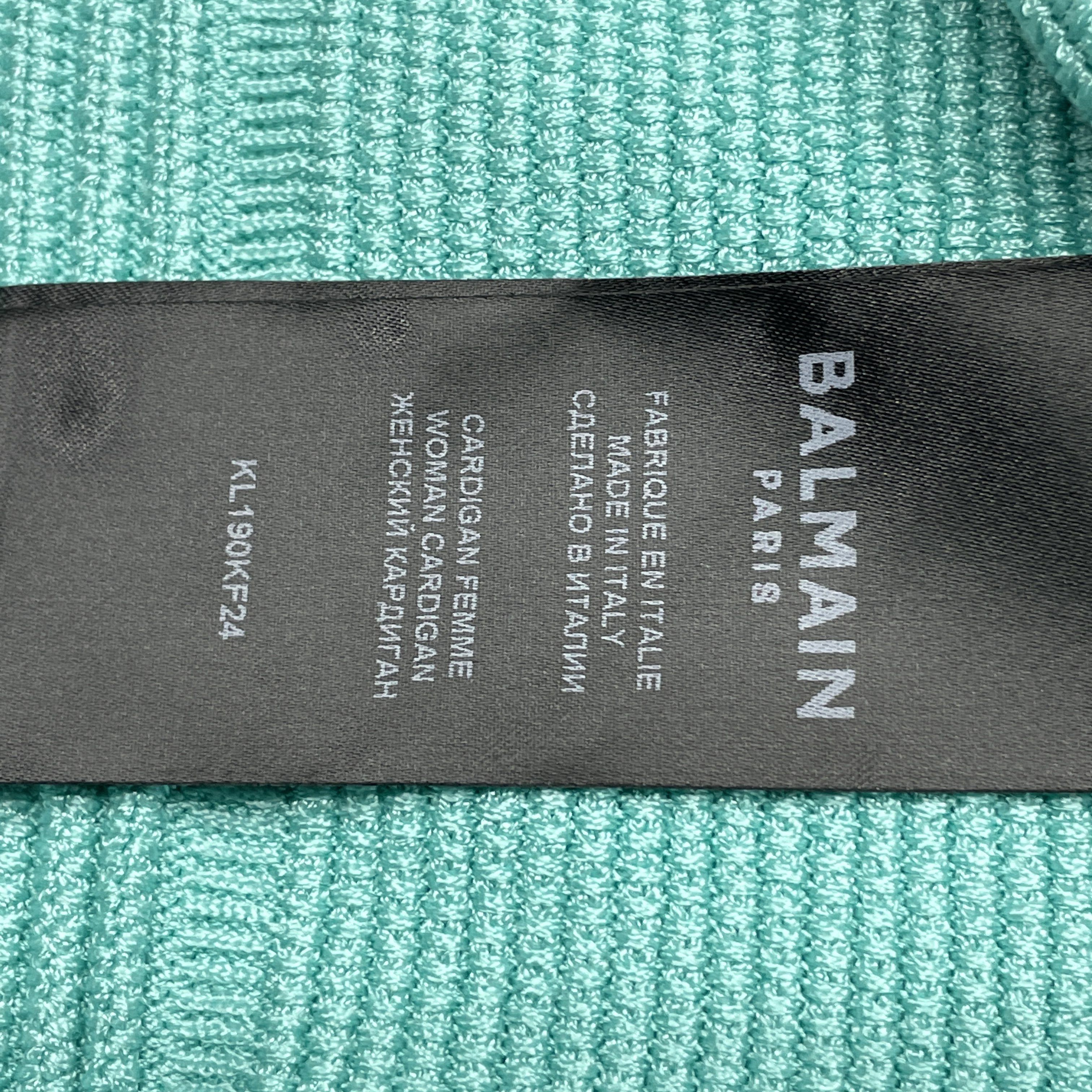 Balmain Balmain Ribbed Knit Cardigan Green Size 40 Size S / US 4 / IT 40 - 4 Thumbnail