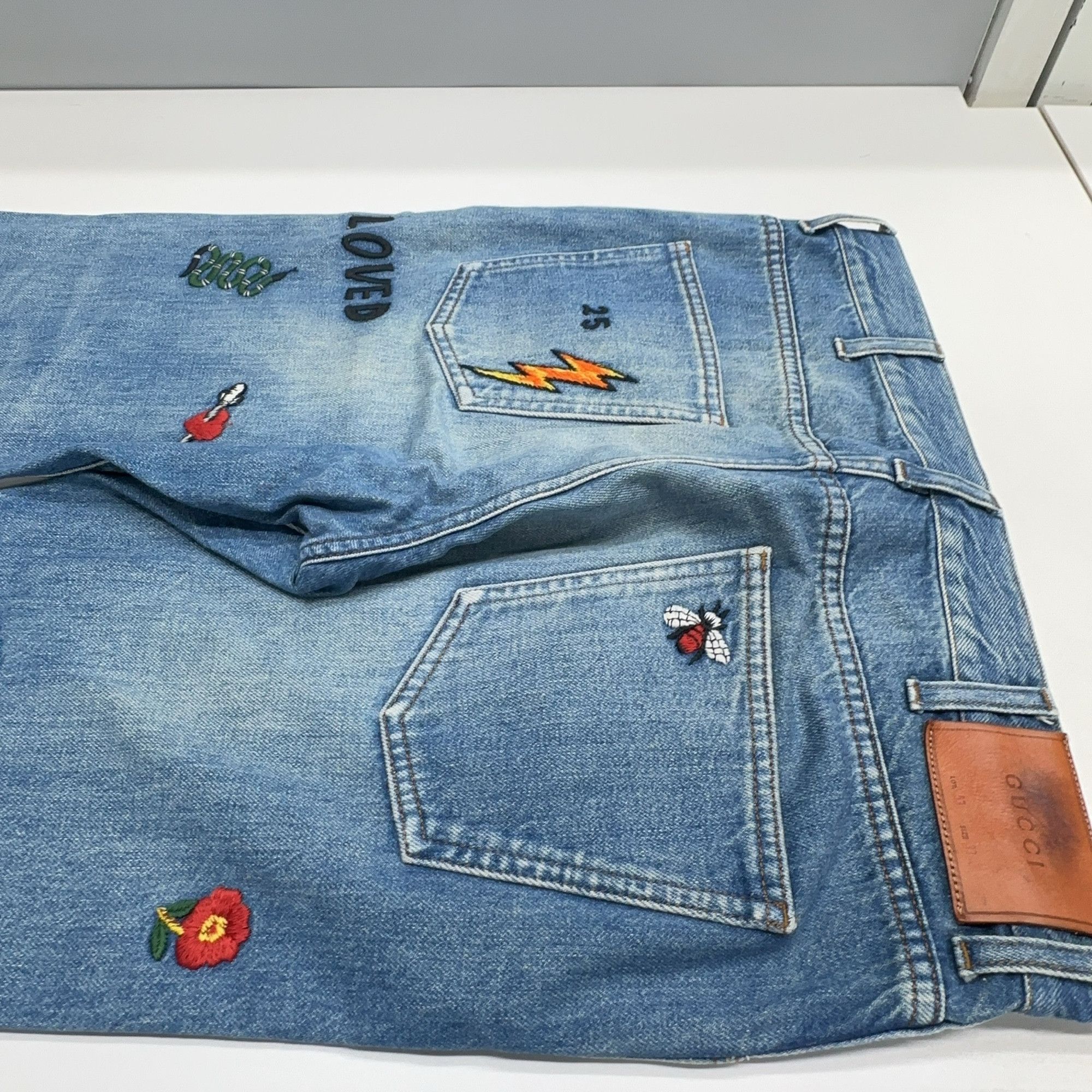 Gucci Gucci Embroidered Denim Jeans Size 33 Size US 33 - 11 Thumbnail