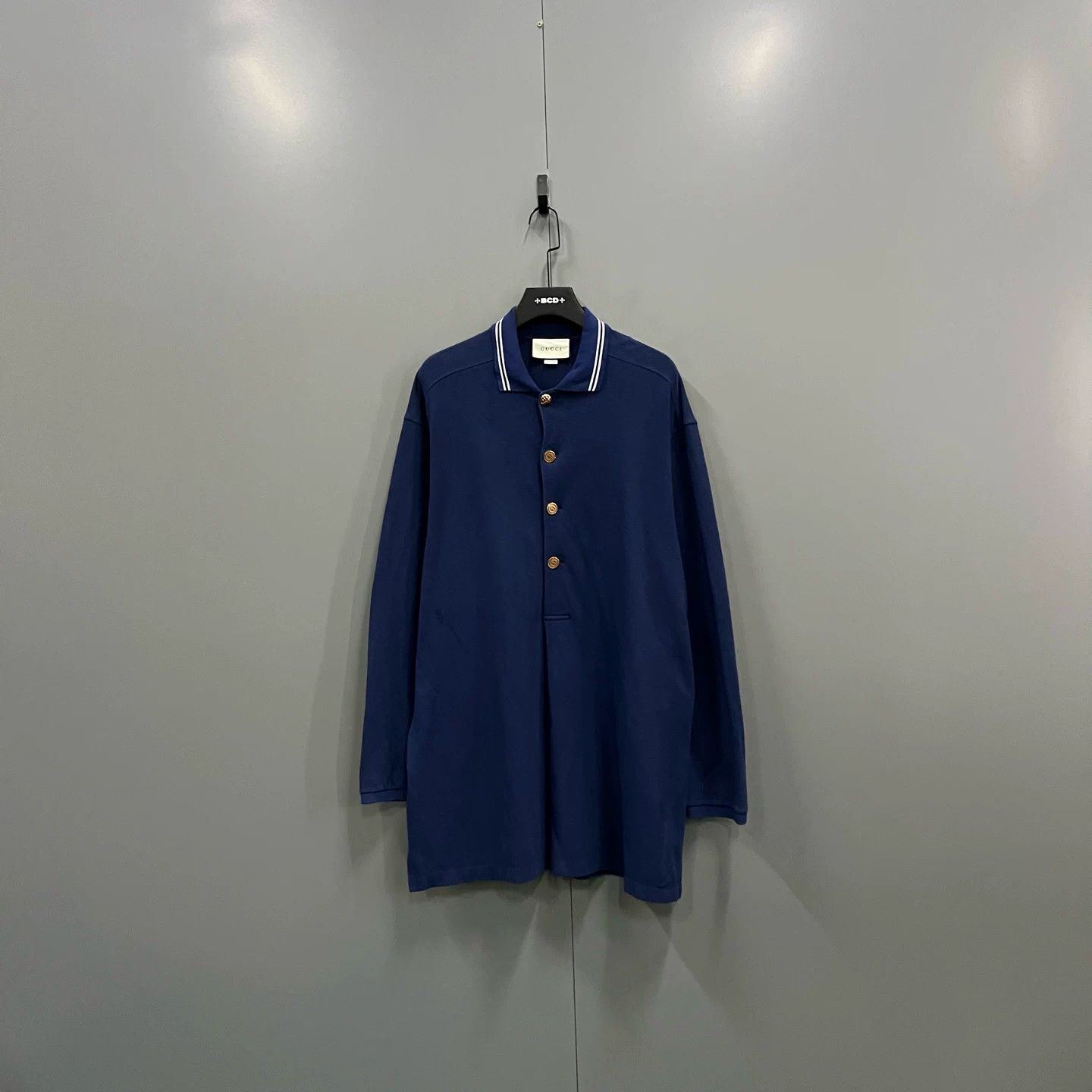 Gucci Gucci Blue Long Sleeve Polo Size M Size US M / EU 48-50 / 2 - 2 Thumbnail
