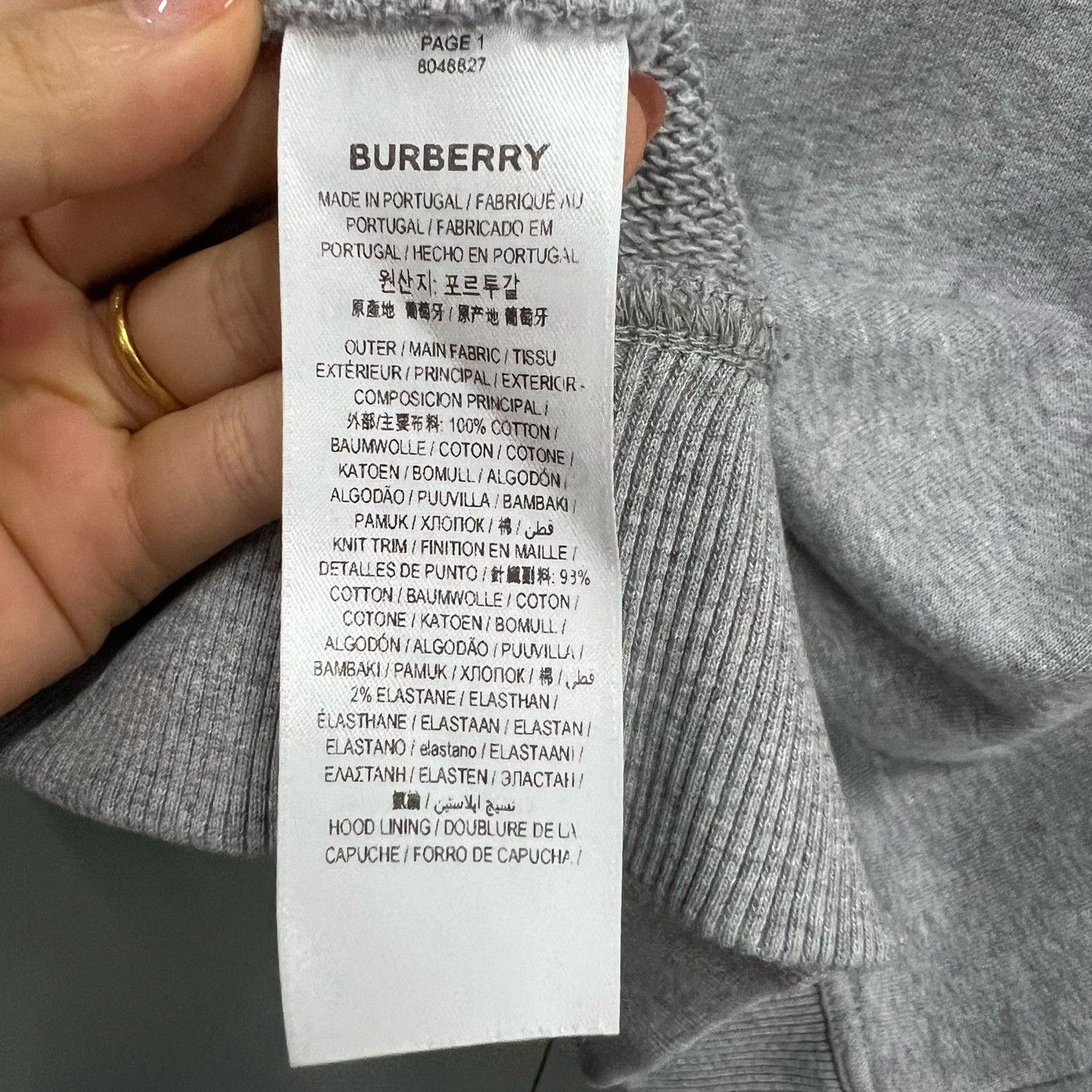 Burberry Burberry Gray Logo Hoodie Size L Size US L / EU 52-54 / 3 - 4 Thumbnail