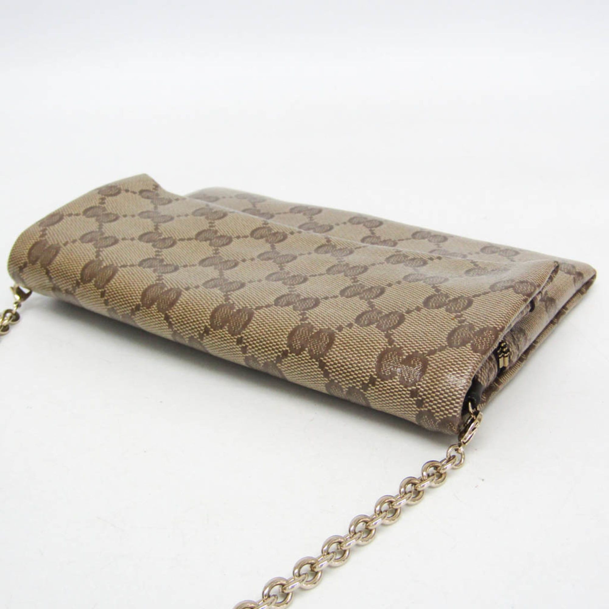 Gucci Gucci GG Crystal 203351 Women's GG Crystal Chain/Shoulder Wallet Beige Size ONE SIZE - 8 Thumbnail