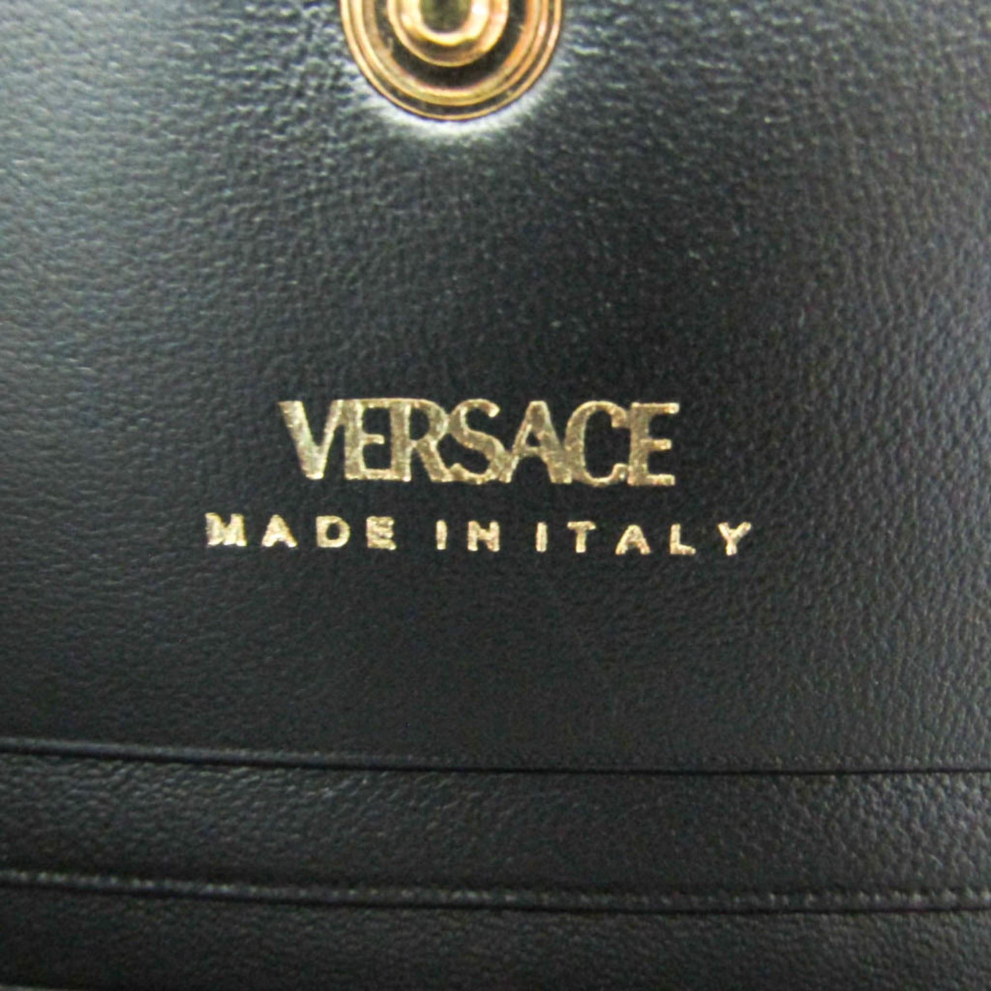 Versace Versace Visetos Quilted Leather Compact Wallet Women's Leather Wallet (bi-fold) Gold,Black Size ONE SIZE - 13 Thumbnail