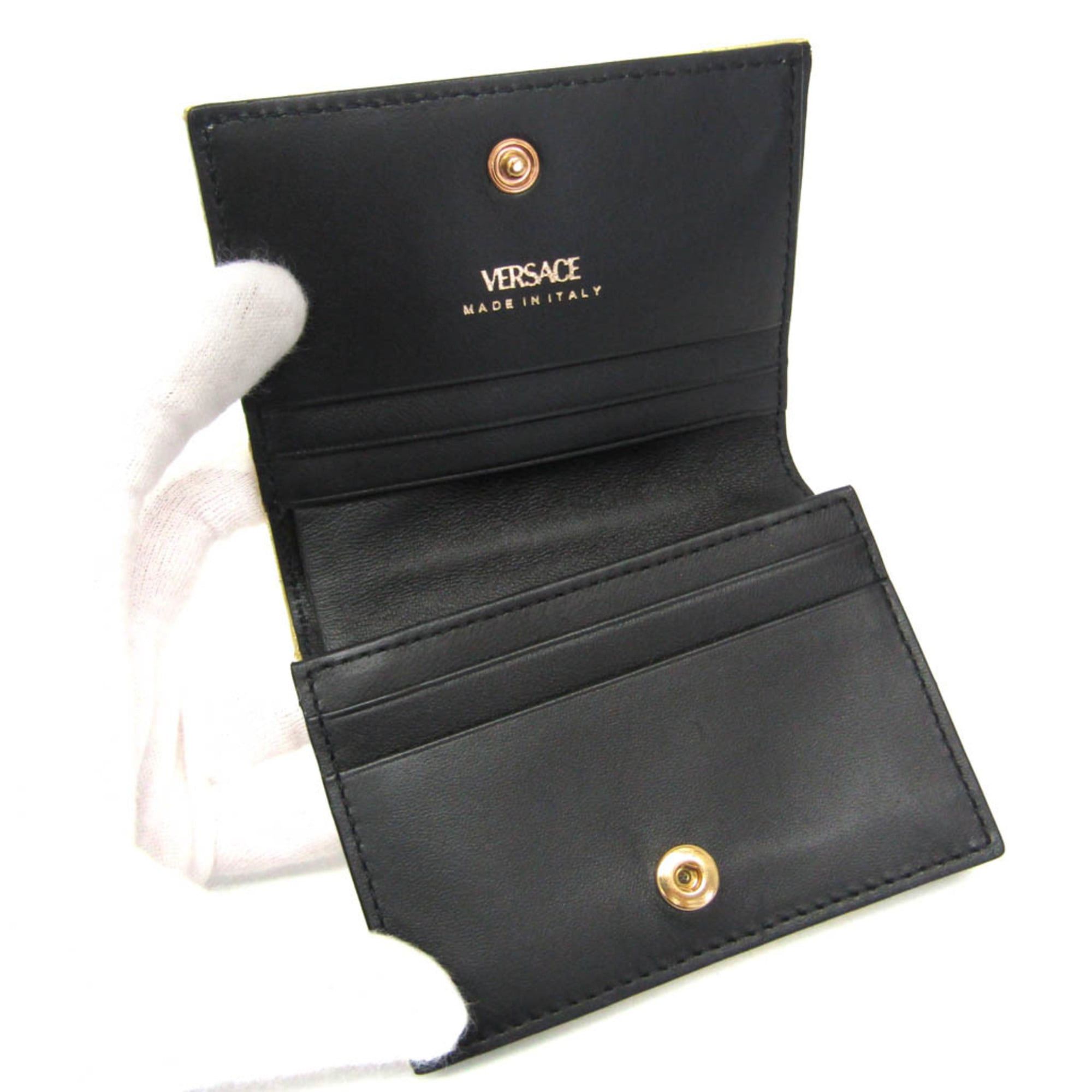 Versace Versace Visetos Quilted Leather Compact Wallet Women's Leather Wallet (bi-fold) Gold,Black Size ONE SIZE - 4 Thumbnail