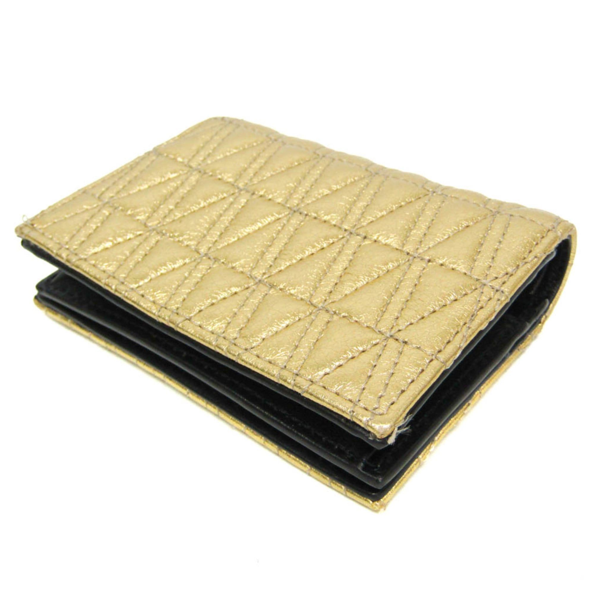 Versace Versace Visetos Quilted Leather Compact Wallet Women's Leather Wallet (bi-fold) Gold,Black Size ONE SIZE - 3 Thumbnail