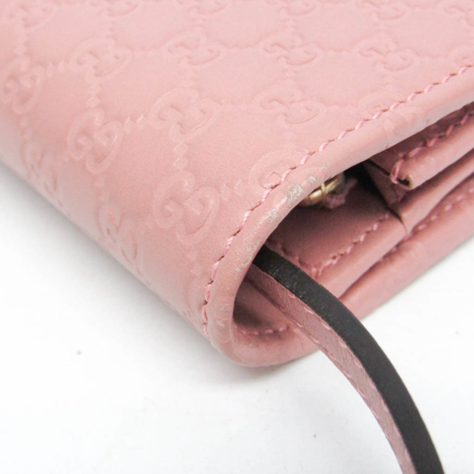 Gucci Gucci MicroGuccissima 466507 Women's Leather Chain/Shoulder Wallet Pink Size ONE SIZE - 10 Thumbnail