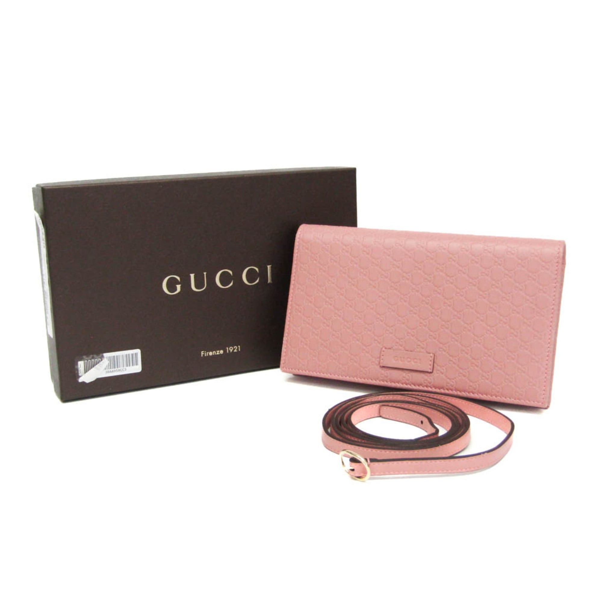 Gucci Gucci MicroGuccissima 466507 Women's Leather Chain/Shoulder Wallet Pink Size ONE SIZE - 2 Thumbnail