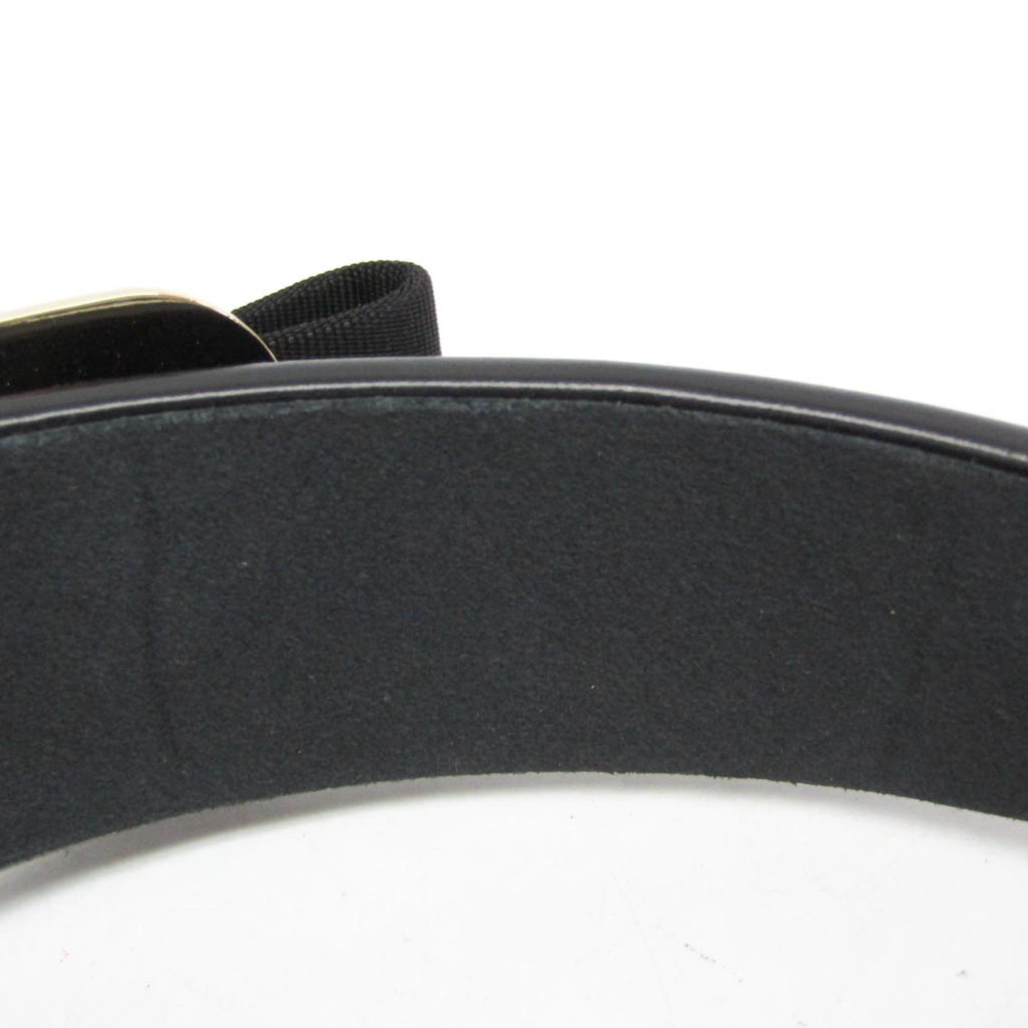 Salvatore Ferragamo Salvatore Ferragamo Grosgrain Ribbon 340425 771903 Cotton,Leather Women's Alice Band Black Size ONE SIZE - 6 Thumbnail