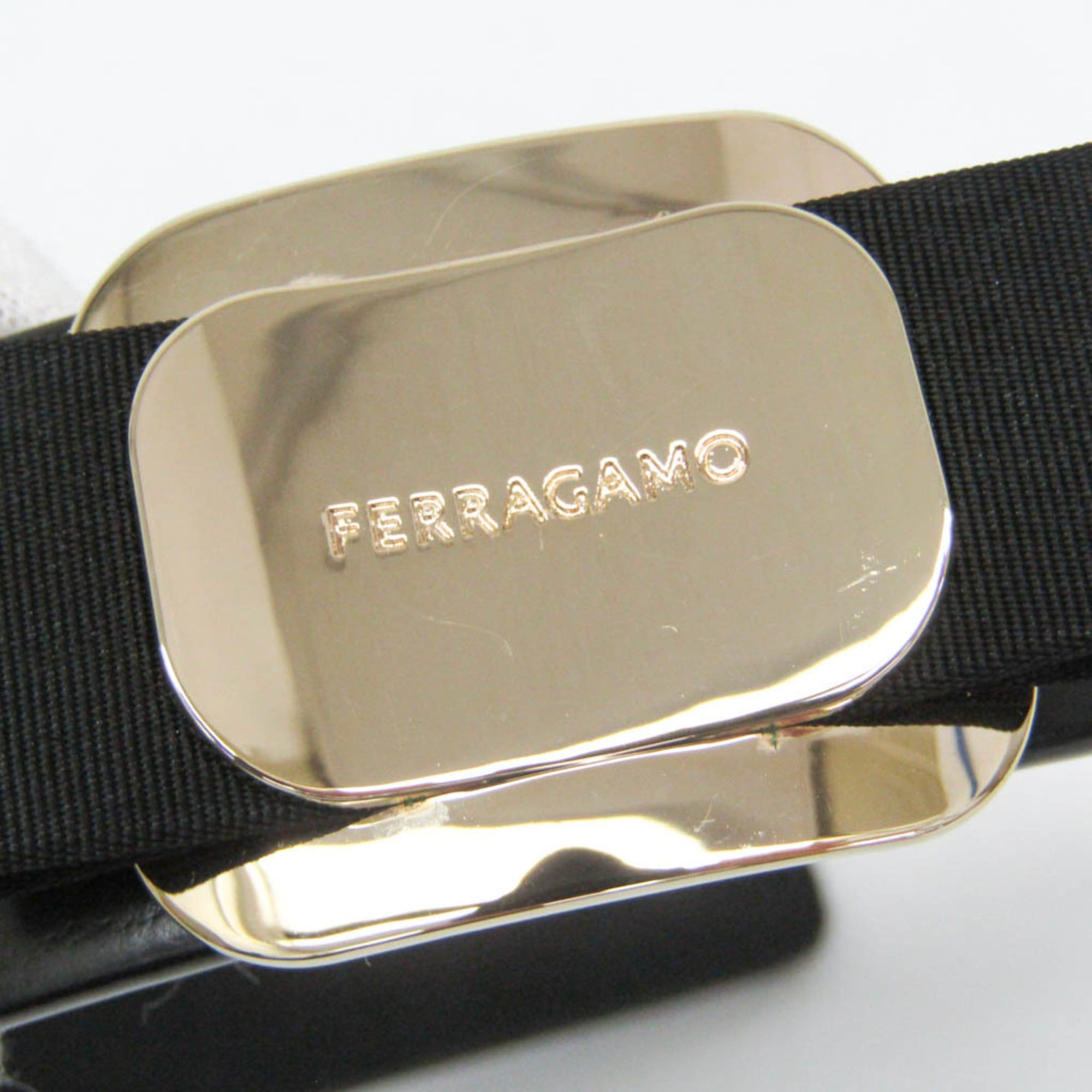 Salvatore Ferragamo Salvatore Ferragamo Grosgrain Ribbon 340425 771903 Cotton,Leather Women's Alice Band Black Size ONE SIZE - 9 Thumbnail
