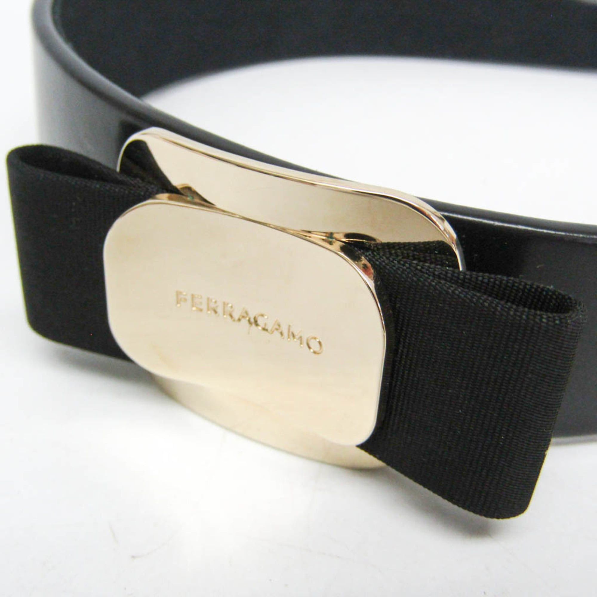 Salvatore Ferragamo Salvatore Ferragamo Grosgrain Ribbon 340425 771903 Cotton,Leather Women's Alice Band Black Size ONE SIZE - 4 Thumbnail