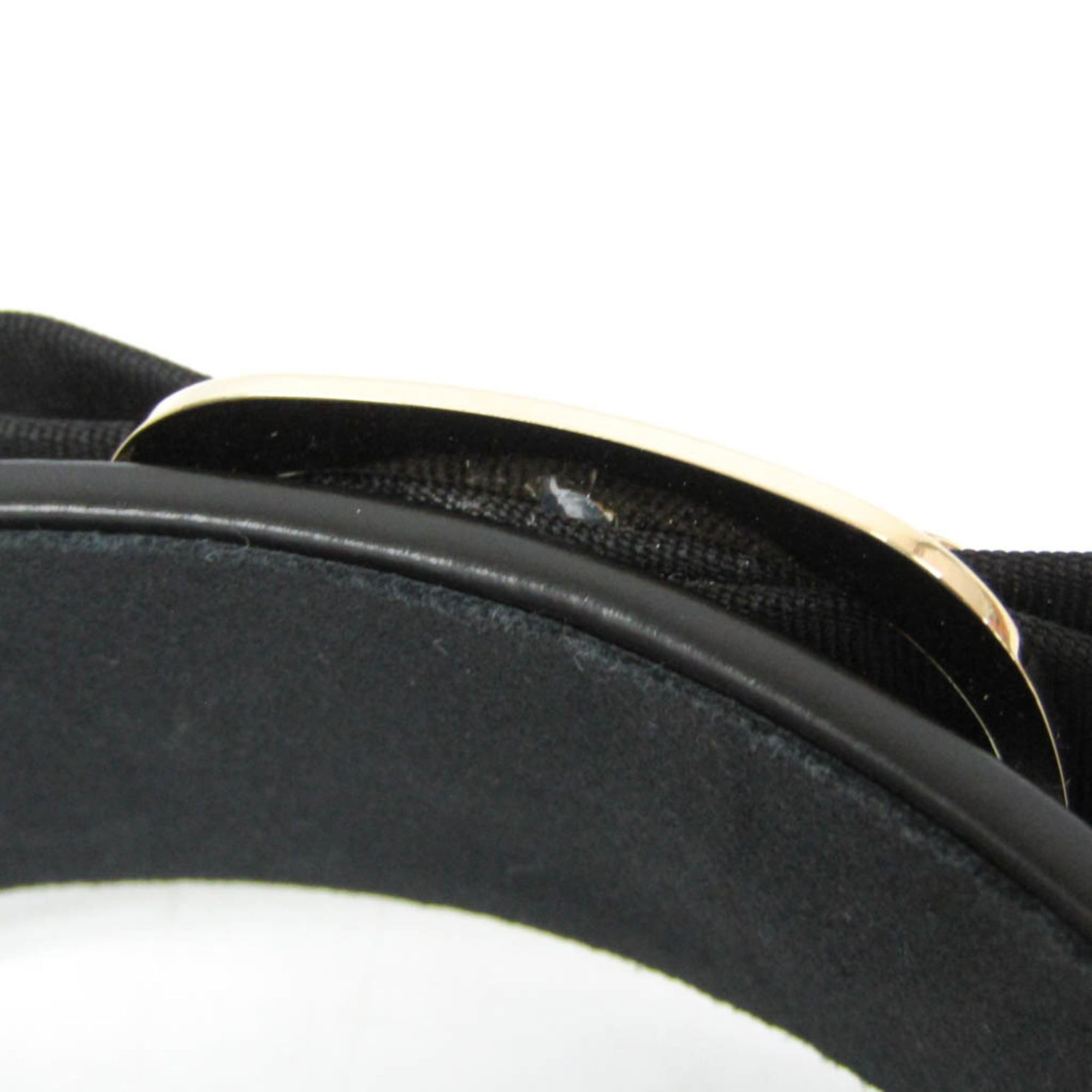 Salvatore Ferragamo Salvatore Ferragamo Grosgrain Ribbon 340425 771903 Cotton,Leather Women's Alice Band Black Size ONE SIZE - 5 Thumbnail