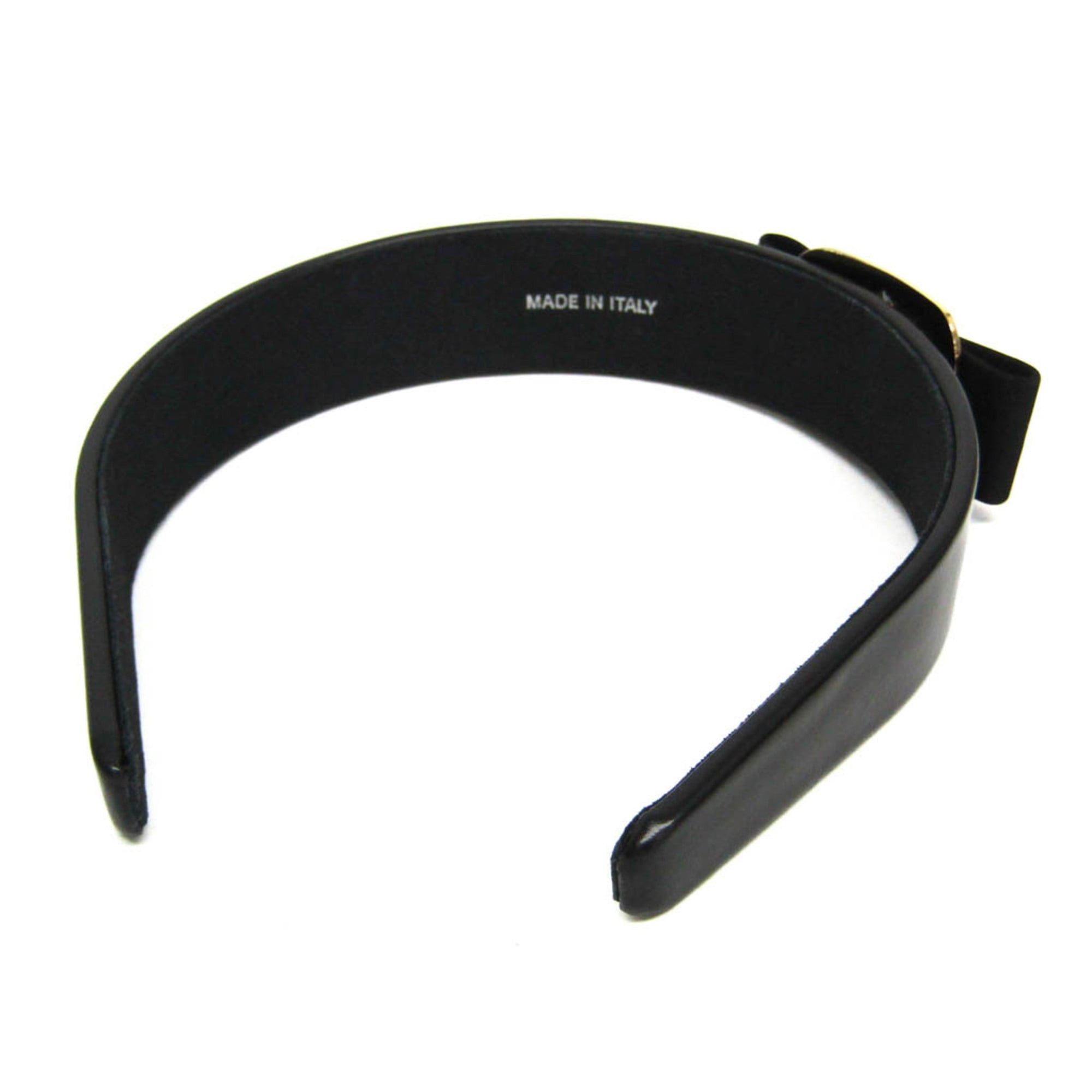 Salvatore Ferragamo Salvatore Ferragamo Grosgrain Ribbon 340425 771903 Cotton,Leather Women's Alice Band Black Size ONE SIZE - 3 Thumbnail