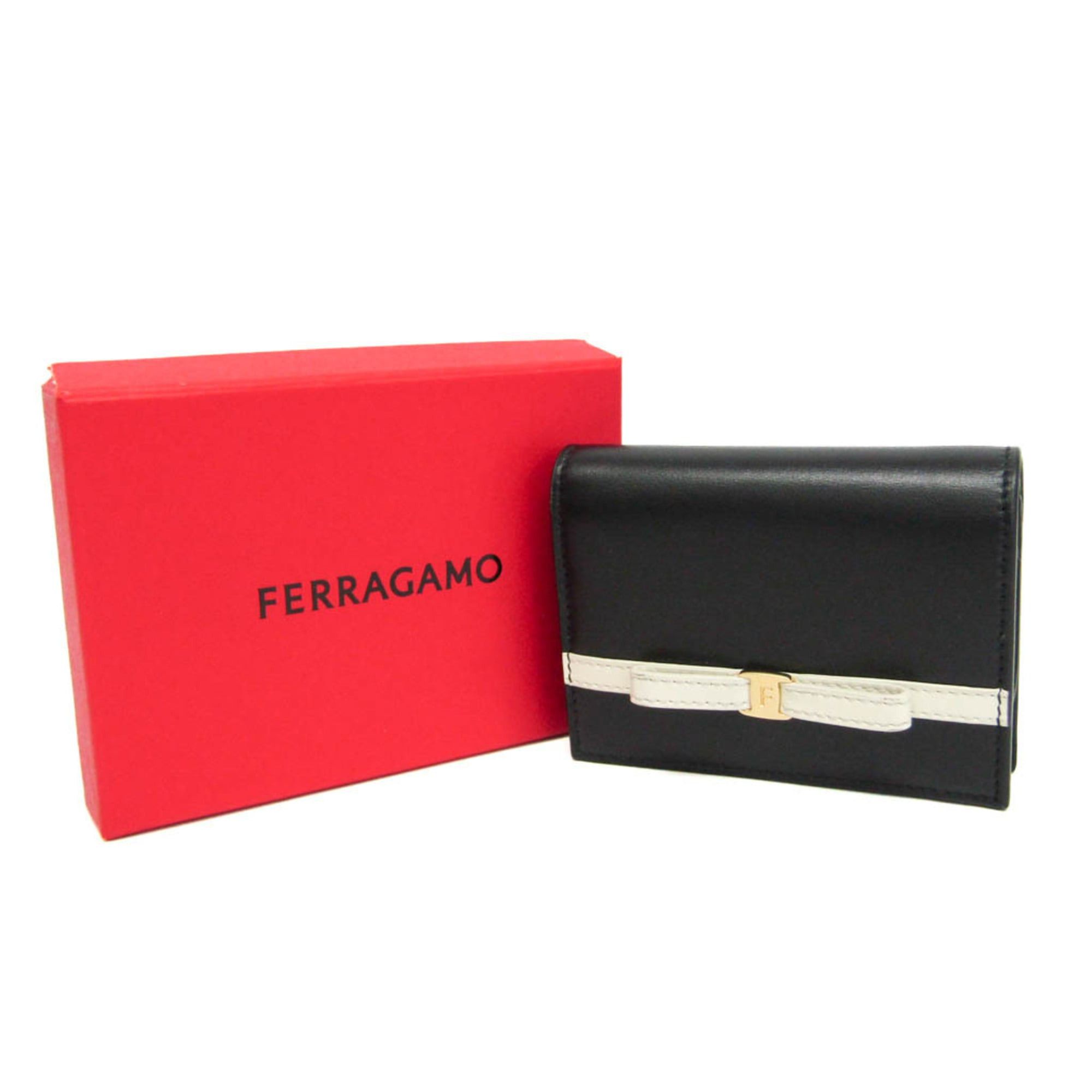 Salvatore Ferragamo Salvatore Ferragamo Compact Wallet IY-22 1087 Women's Leather Wallet (bi-fold) Black Size ONE SIZE - 2 Thumbnail