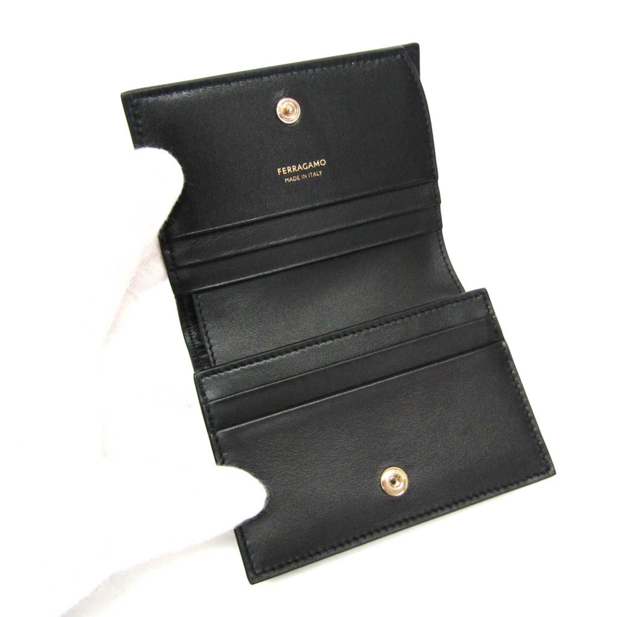 Salvatore Ferragamo Salvatore Ferragamo Compact Wallet IY-22 1087 Women's Leather Wallet (bi-fold) Black Size ONE SIZE - 4 Thumbnail
