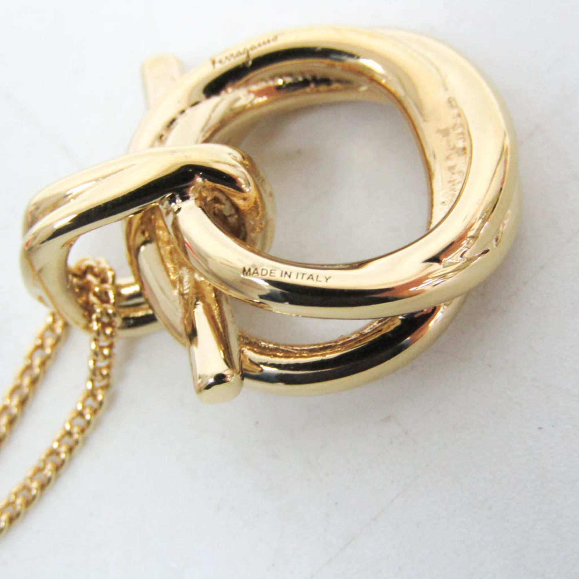 Salvatore Ferragamo Salvatore Ferragamo Gancini 760609 Gold Plating Rhinestone Women,Men Fashion Pendant Necklace (Gold) Size ONE SIZE - 8 Thumbnail