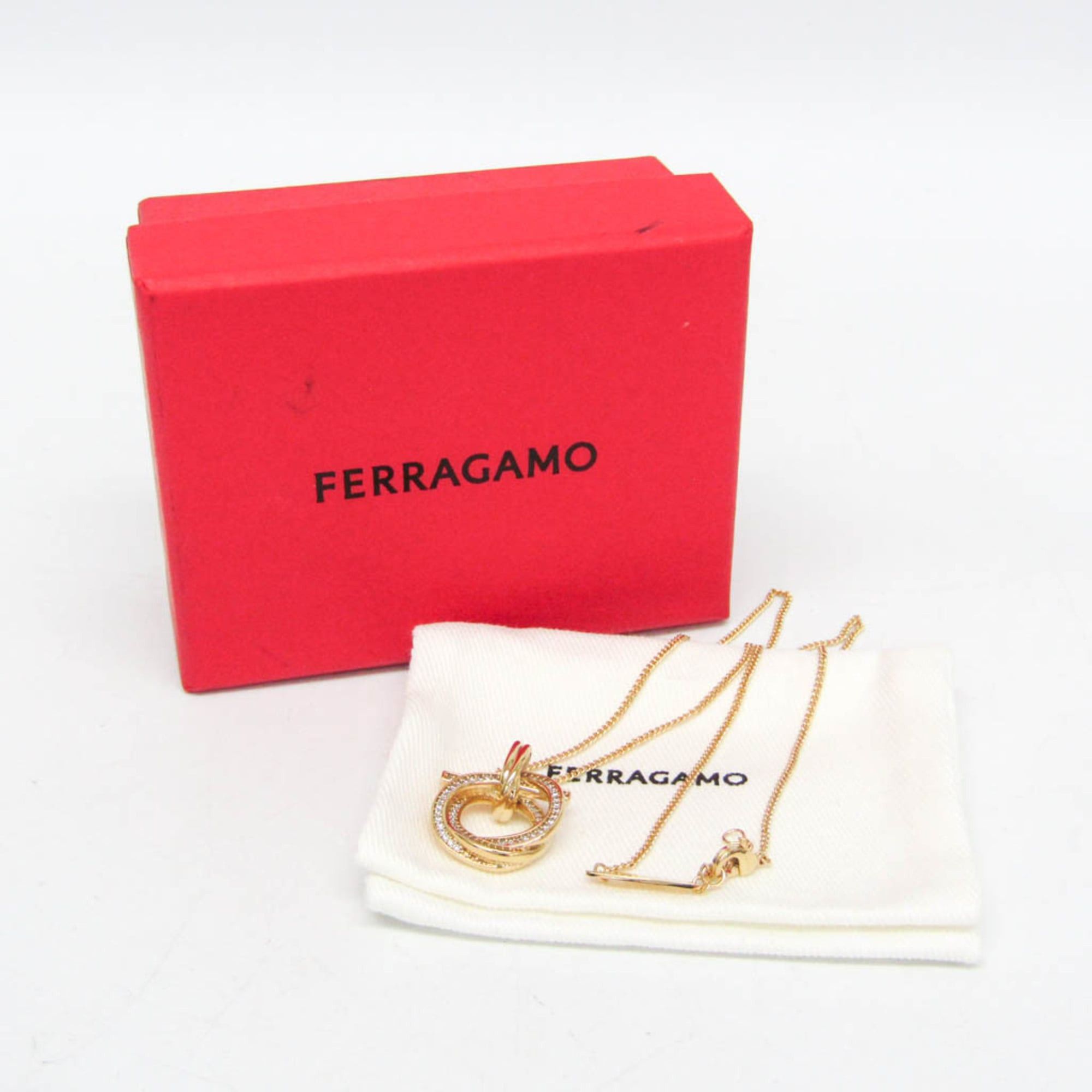 Salvatore Ferragamo Salvatore Ferragamo Gancini 760609 Gold Plating Rhinestone Women,Men Fashion Pendant Necklace (Gold) Size ONE SIZE - 2 Thumbnail