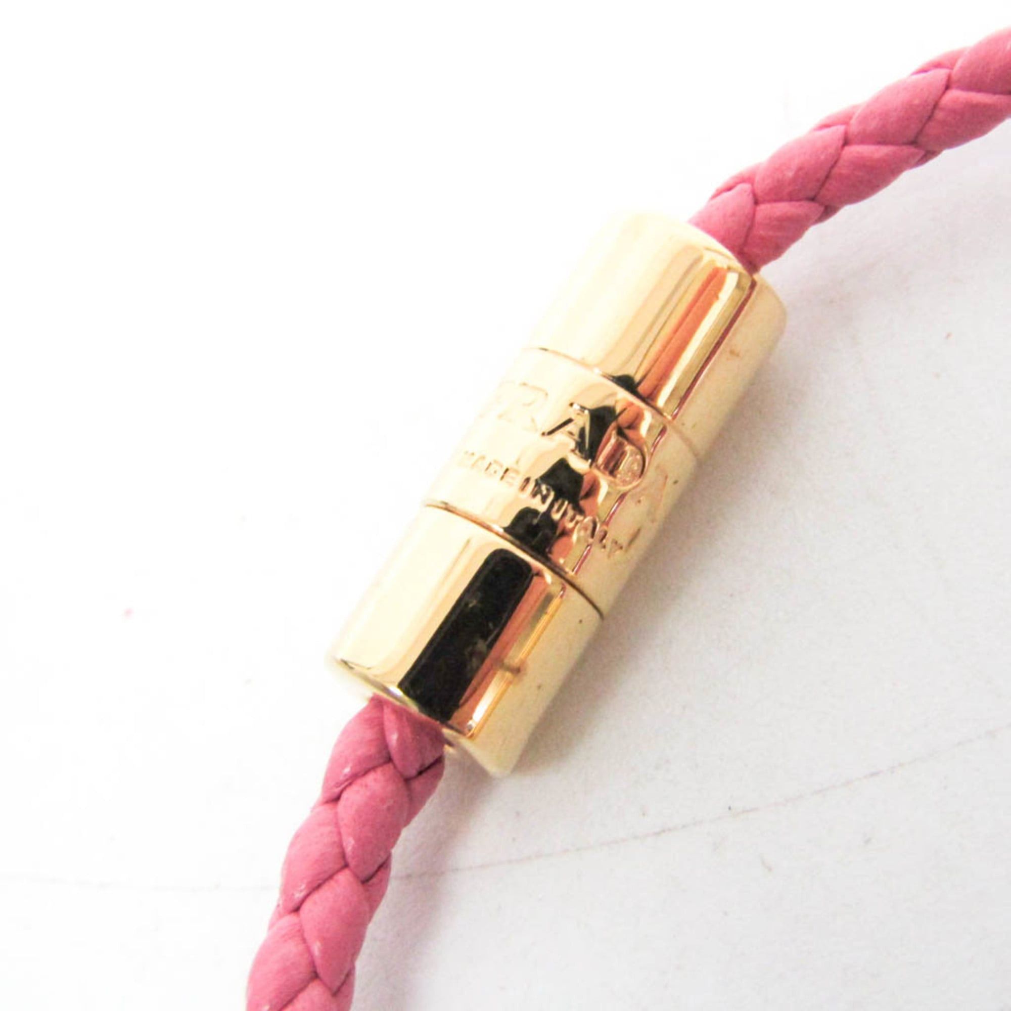 Prada Prada Nappa Leather Triangle Plate Bracelet 1IB350 Leather Bangle Pink Size ONE SIZE - 9 Thumbnail