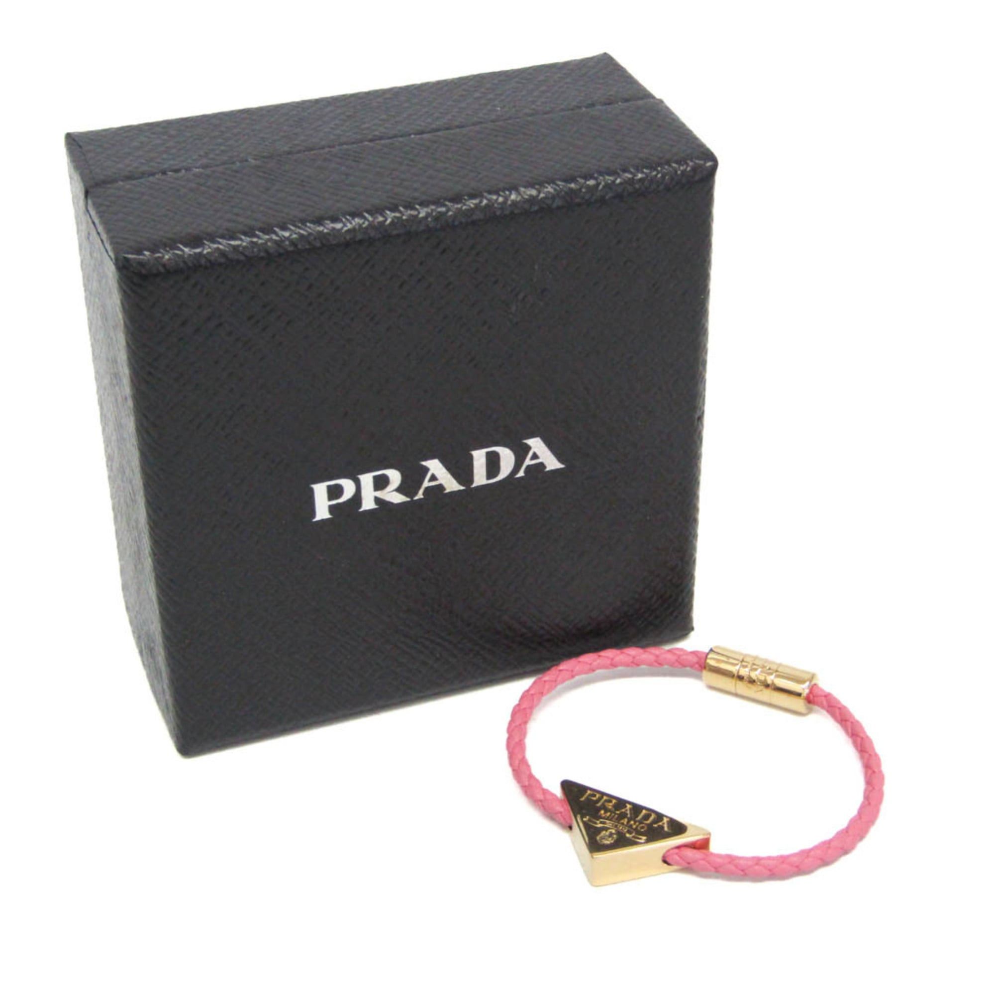 Prada Prada Nappa Leather Triangle Plate Bracelet 1IB350 Leather Bangle Pink Size ONE SIZE - 2 Thumbnail