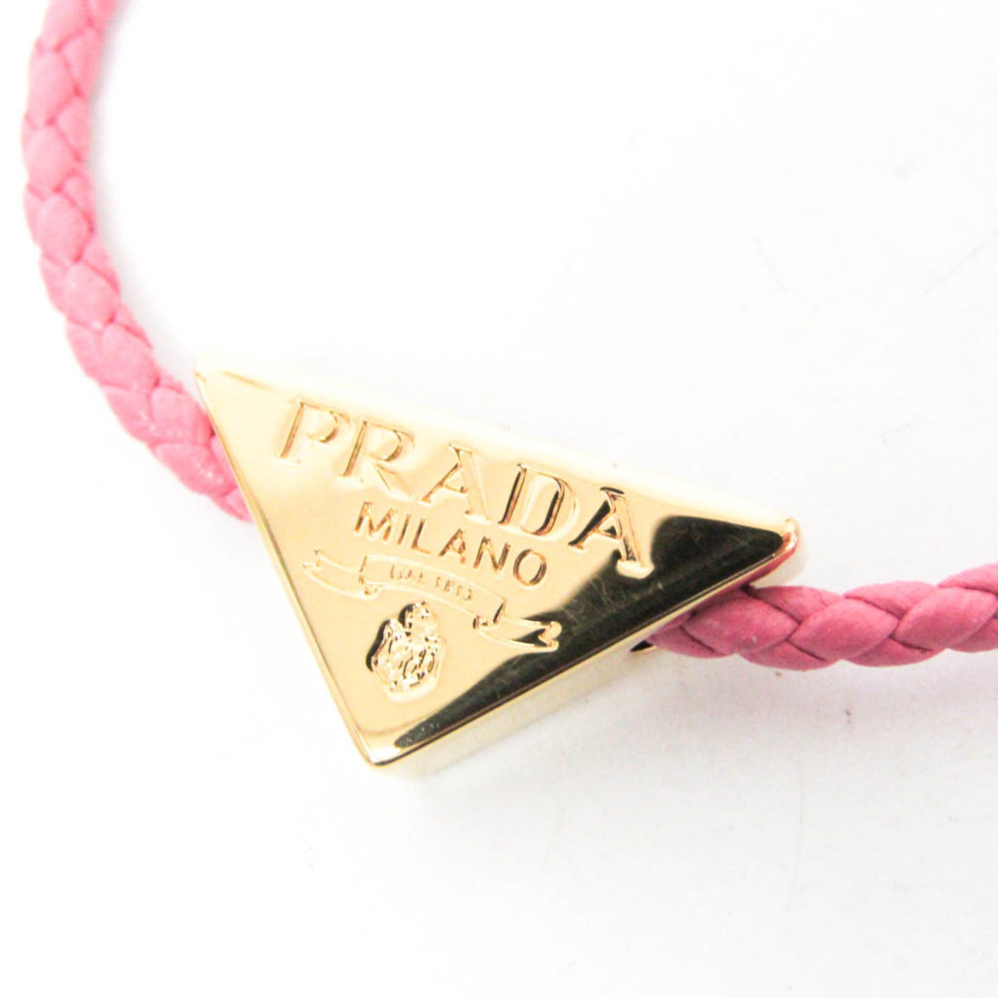 Prada Prada Nappa Leather Triangle Plate Bracelet 1IB350 Leather Bangle Pink Size ONE SIZE - 8 Thumbnail