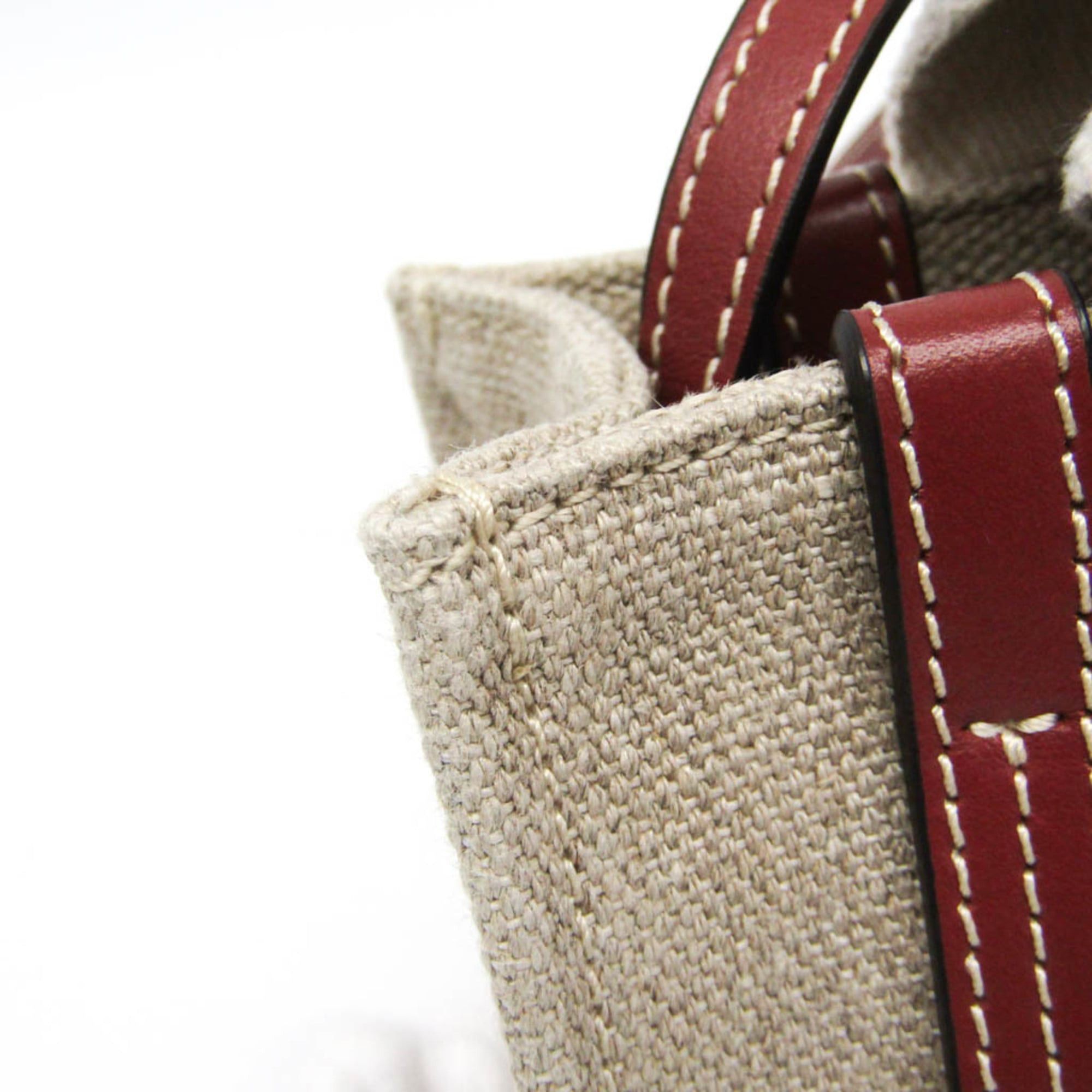 Chloe Chloé Woody Mini CHC22AP237I266J5 Women's Linen,Leather Shoulder Bag Light Beige Size ONE SIZE - 7 Thumbnail