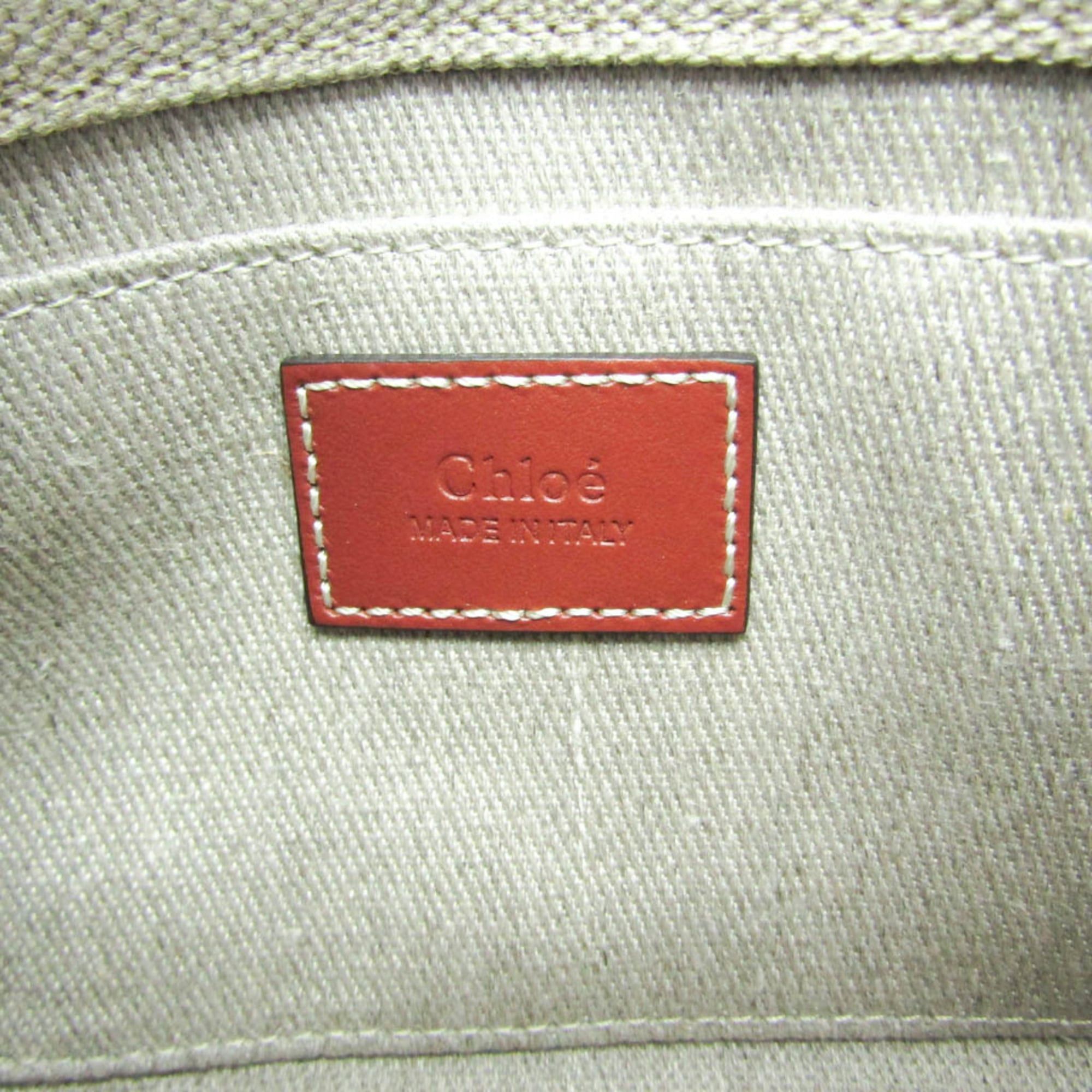 Chloe Chloé Woody Mini CHC22AP237I266J5 Women's Linen,Leather Shoulder Bag Light Beige Size ONE SIZE - 10 Thumbnail