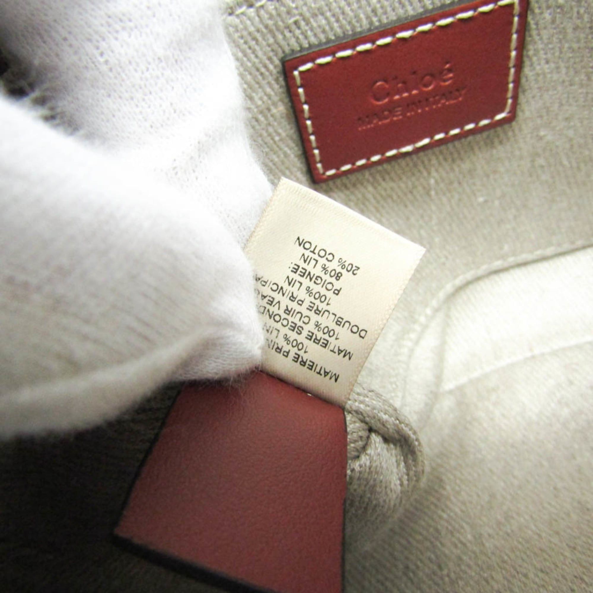 Chloe Chloé Woody Mini CHC22AP237I266J5 Women's Linen,Leather Shoulder Bag Light Beige Size ONE SIZE - 12 Thumbnail