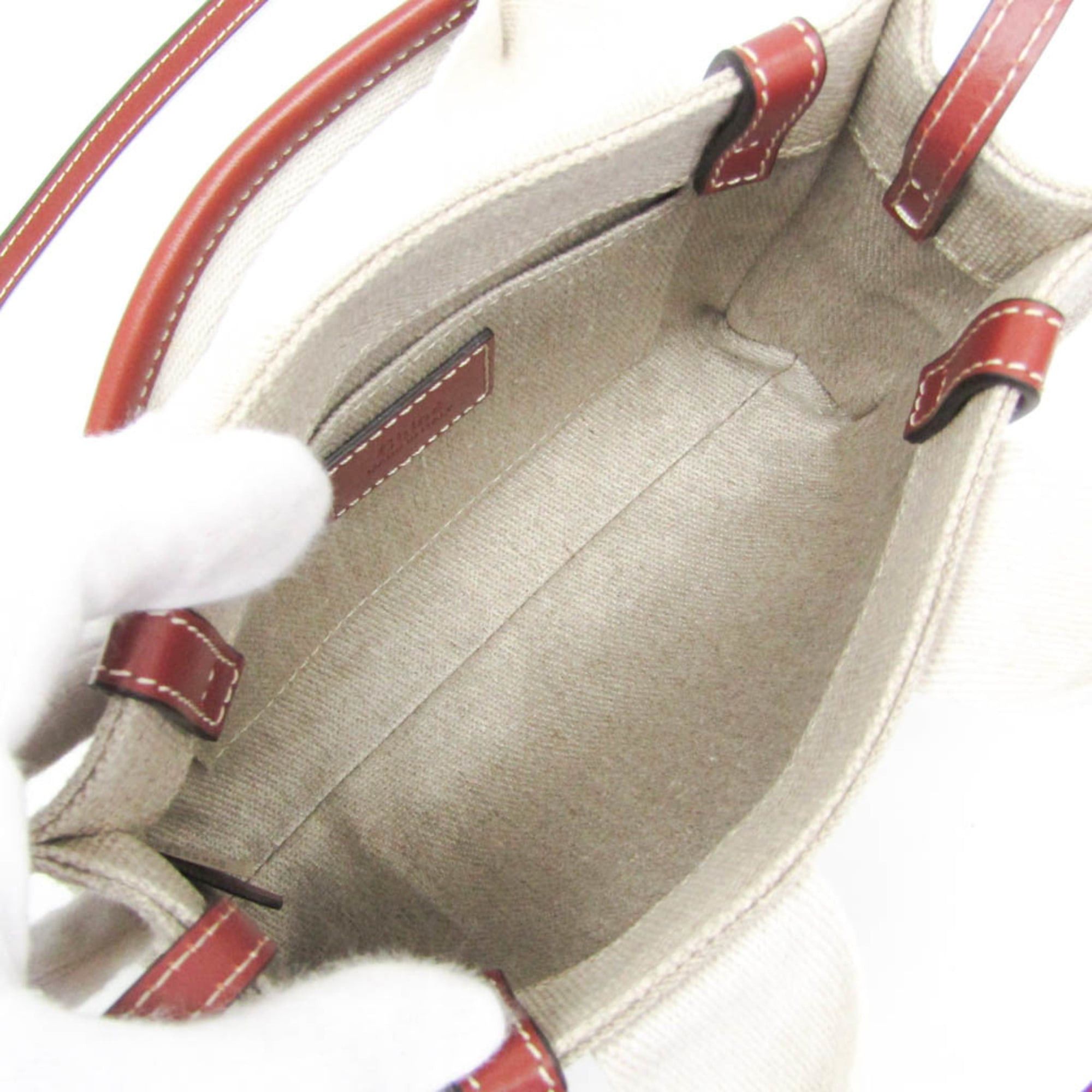 Chloe Chloé Woody Mini CHC22AP237I266J5 Women's Linen,Leather Shoulder Bag Light Beige Size ONE SIZE - 4 Thumbnail