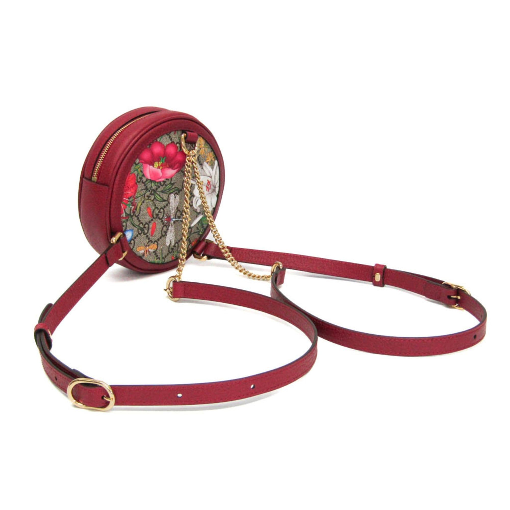Gucci Gucci Ophidia GG Flora 598661 Women's Coated Canvas,Leather Backpack Beige,Red Color Size ONE SIZE - 3 Thumbnail