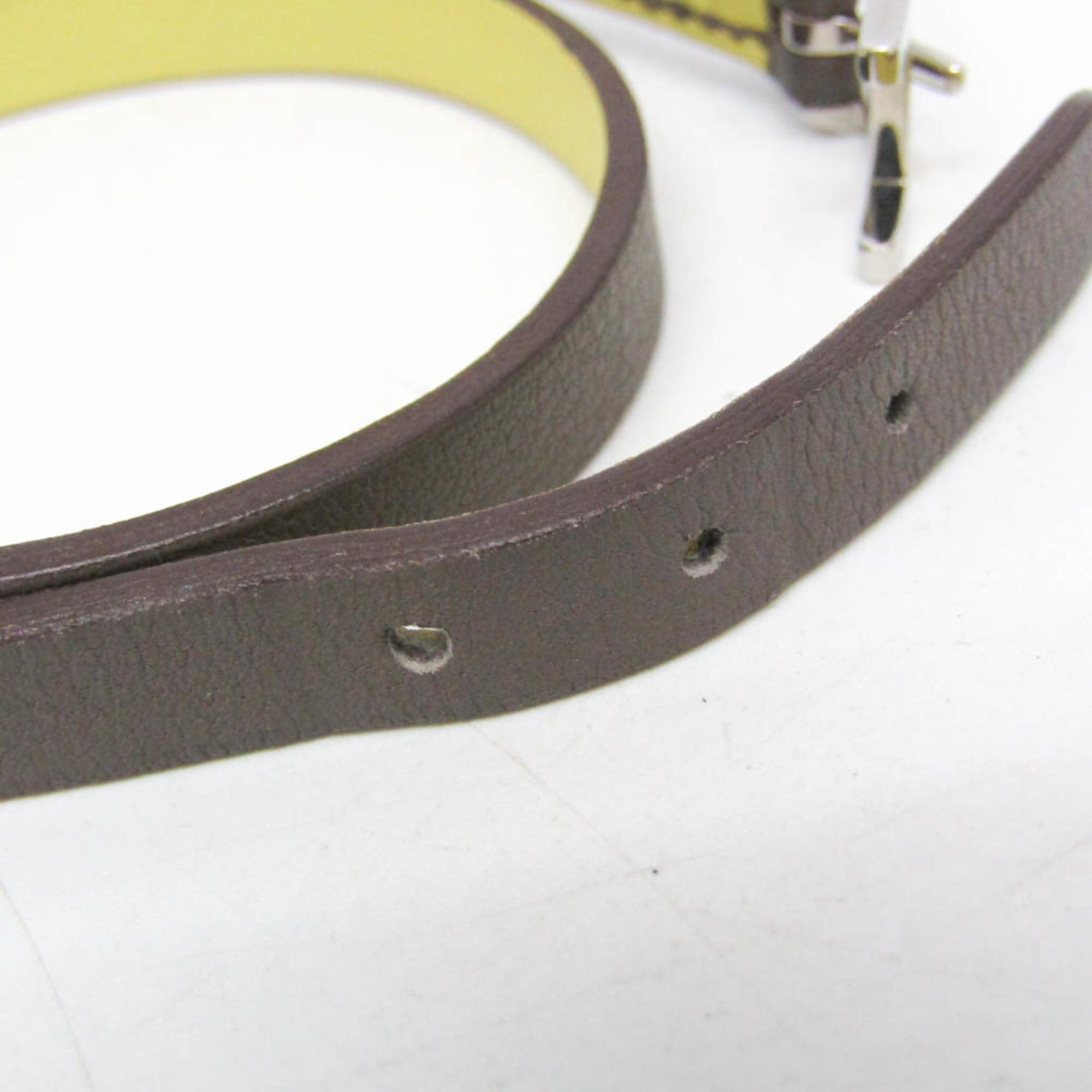 Hermes Hermes Behapi Double Tour Leather,Metal Wrap Bracelet Gray,Yellow Size ONE SIZE - 9 Thumbnail