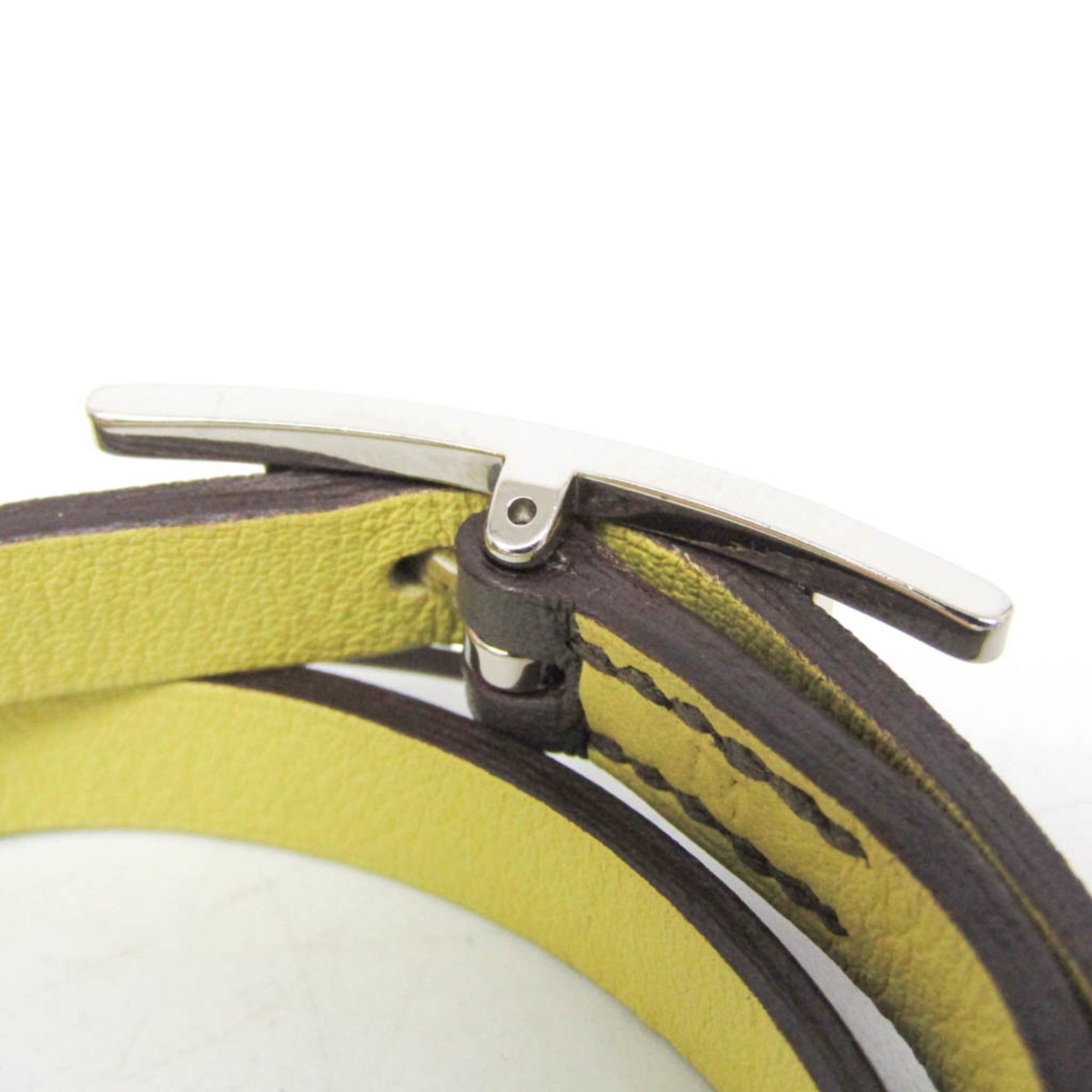 Hermes Hermes Behapi Double Tour Leather,Metal Wrap Bracelet Gray,Yellow Size ONE SIZE - 8 Thumbnail
