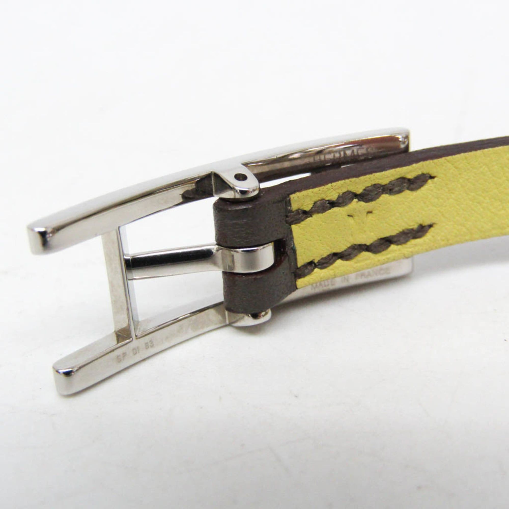 Hermes Hermes Behapi Double Tour Leather,Metal Wrap Bracelet Gray,Yellow Size ONE SIZE - 13 Thumbnail