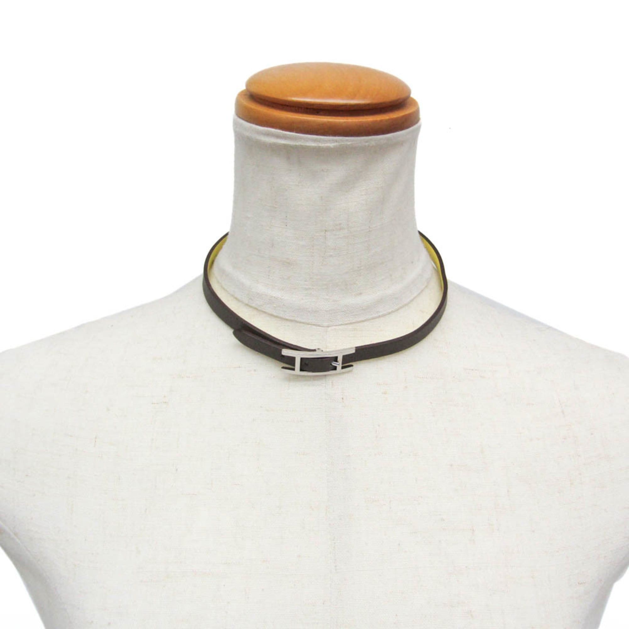 Hermes Hermes Behapi Double Tour Leather,Metal Wrap Bracelet Gray,Yellow Size ONE SIZE - 14 Thumbnail
