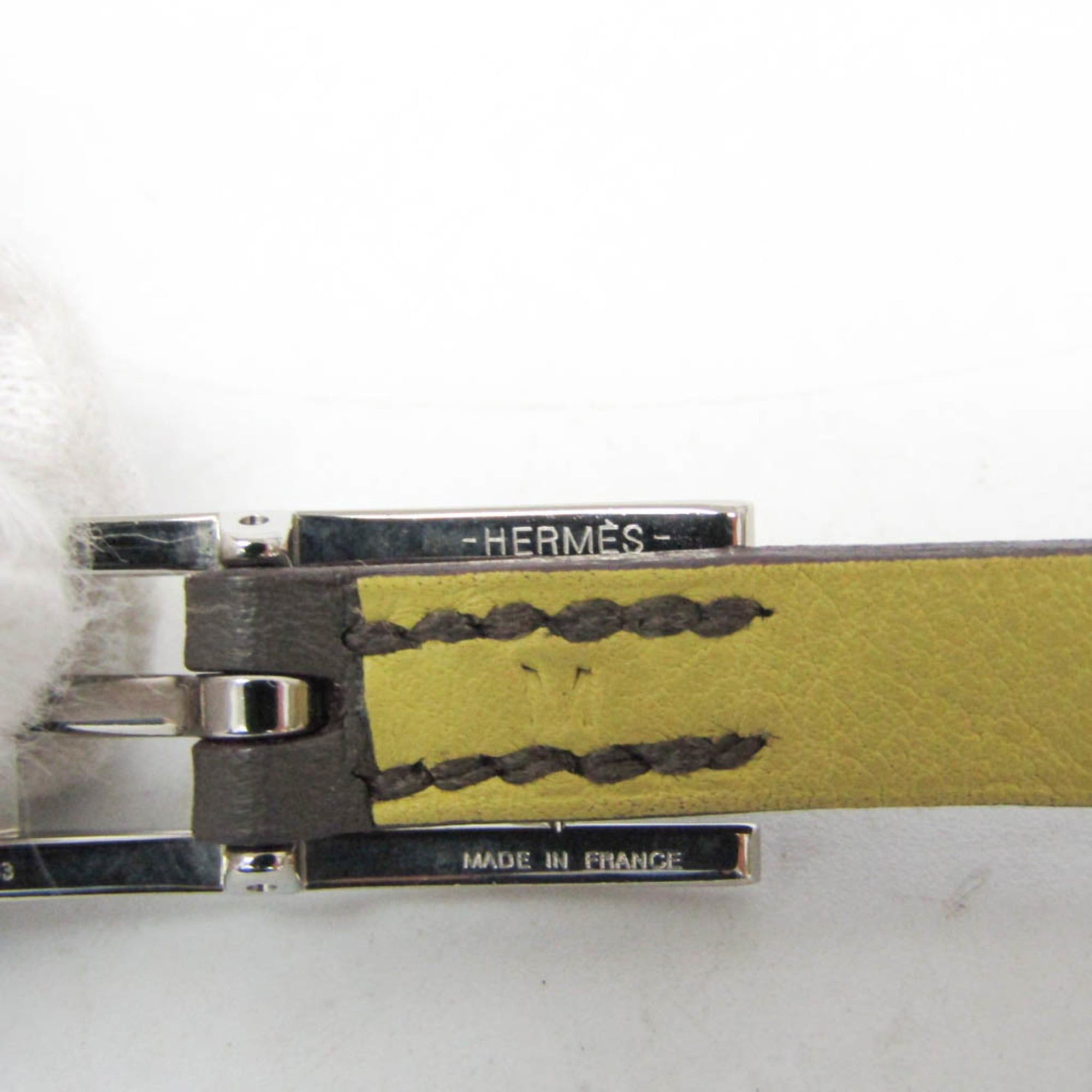 Hermes Hermes Behapi Double Tour Leather,Metal Wrap Bracelet Gray,Yellow Size ONE SIZE - 12 Thumbnail