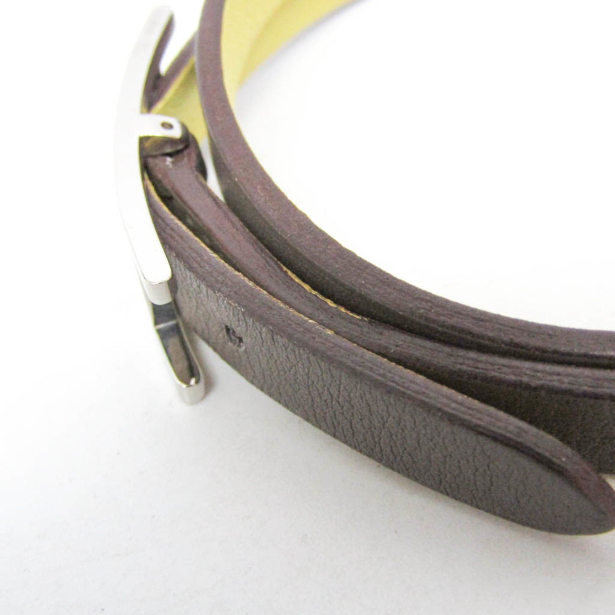 Hermes Hermes Behapi Double Tour Leather,Metal Wrap Bracelet Gray,Yellow Size ONE SIZE - 6 Thumbnail