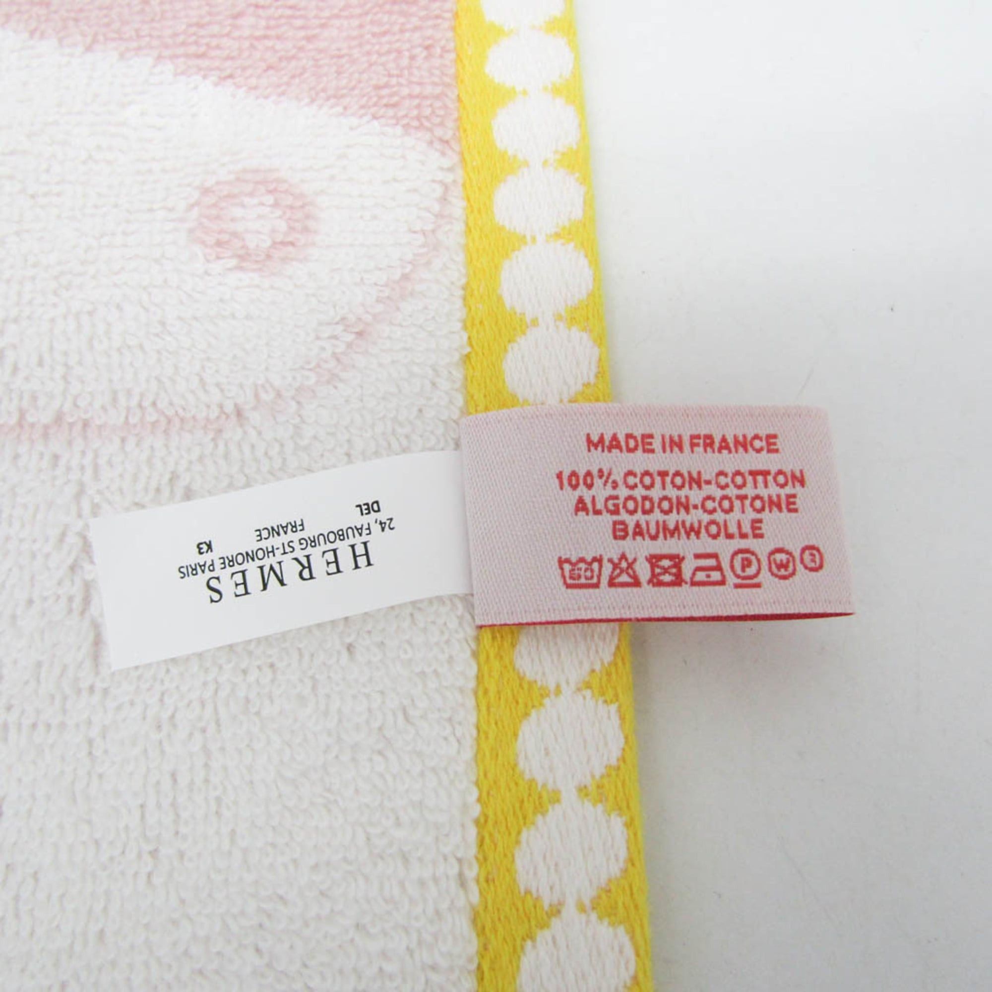 Hermes Hermes Hand Towel Light Pink,White Carré Towel Animaux Block H104778M 01 Size ONE SIZE - 9 Thumbnail