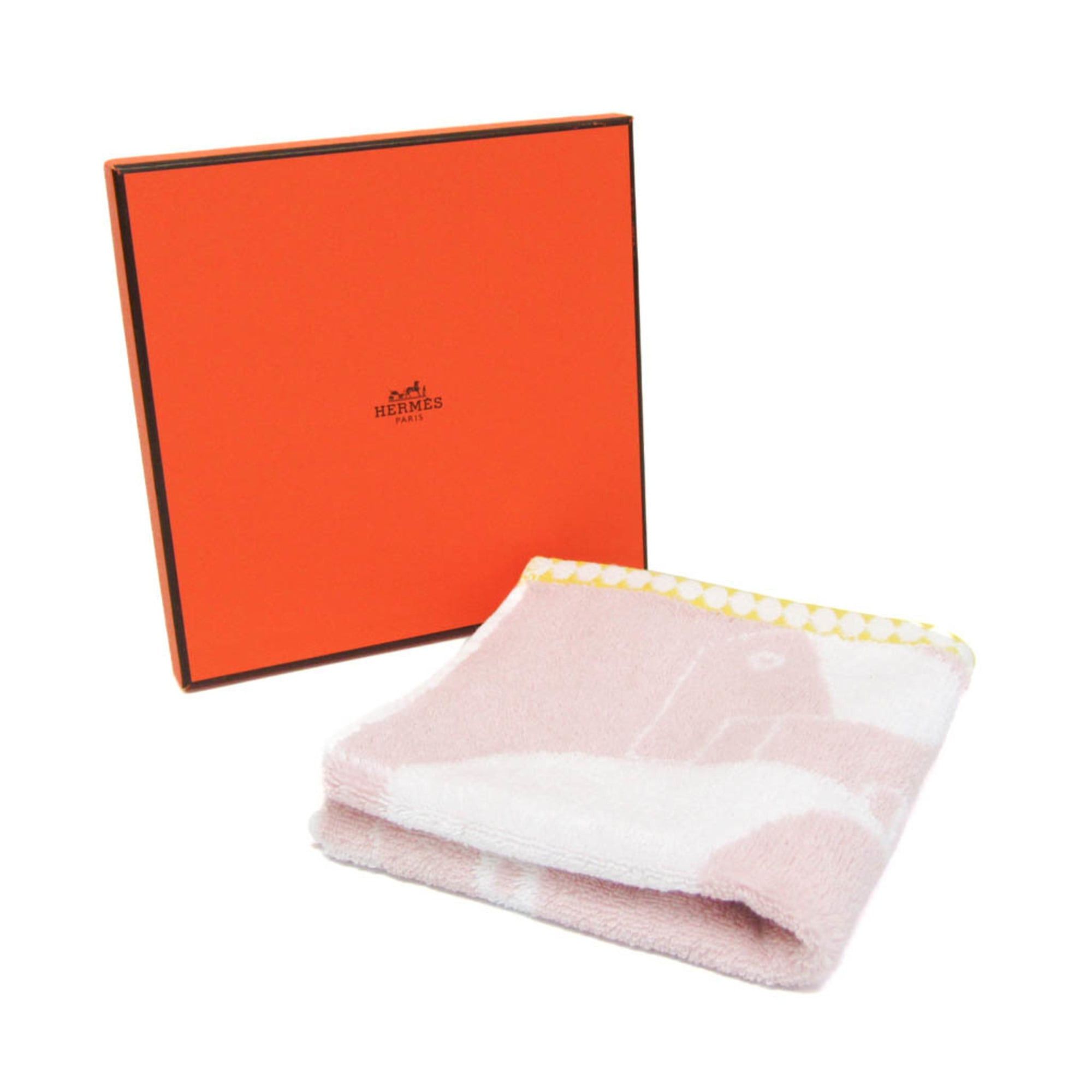 Hermes Hermes Hand Towel Light Pink,White Carré Towel Animaux Block H104778M 01 Size ONE SIZE - 2 Thumbnail