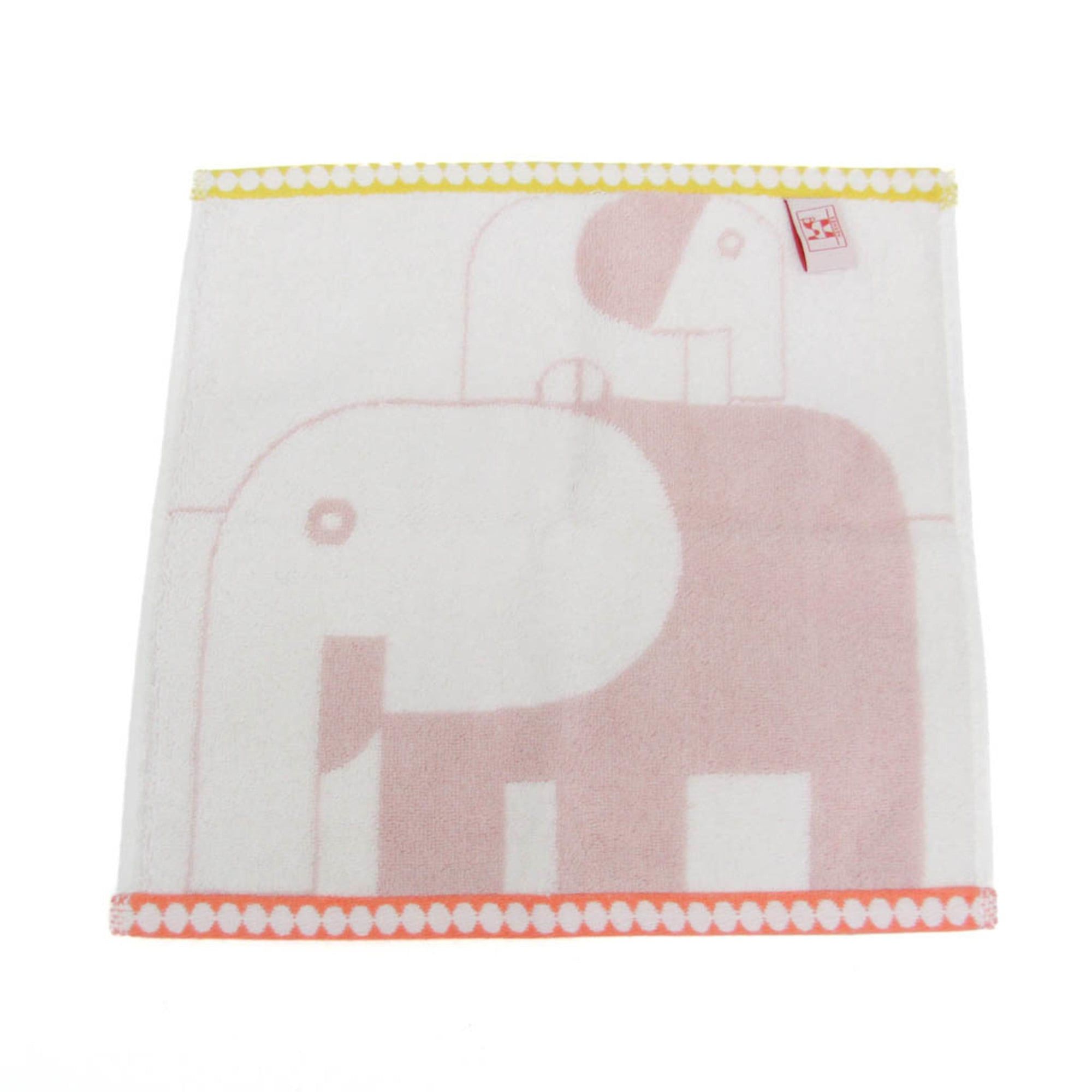 Hermes Hermes Hand Towel Light Pink,White Carré Towel Animaux Block H104778M 01 Size ONE SIZE - 3 Thumbnail
