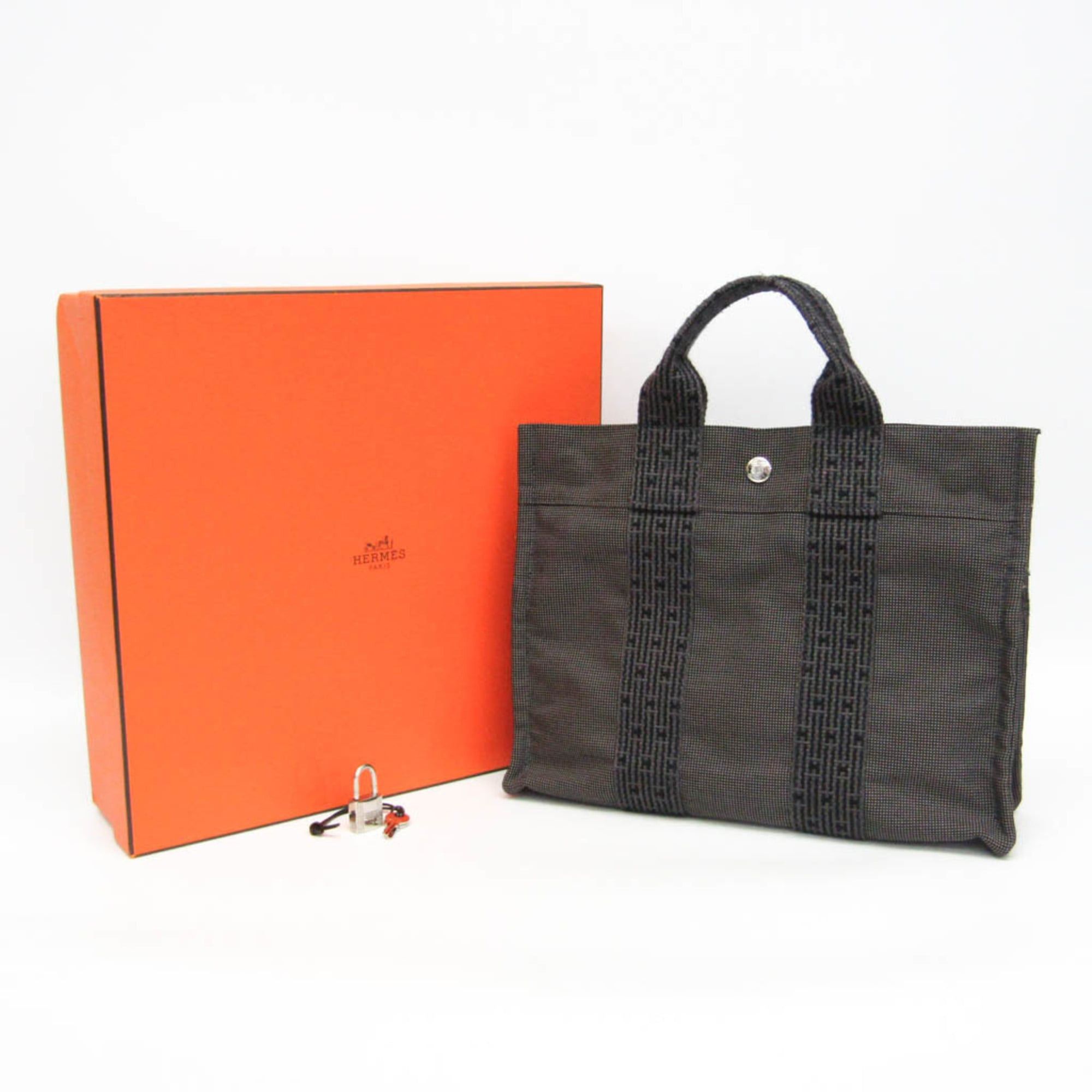 Hermes Hermes Her Line PM Women,Men Polyamide,Polyester Tote Bag Black,Gray Size ONE SIZE - 2 Thumbnail