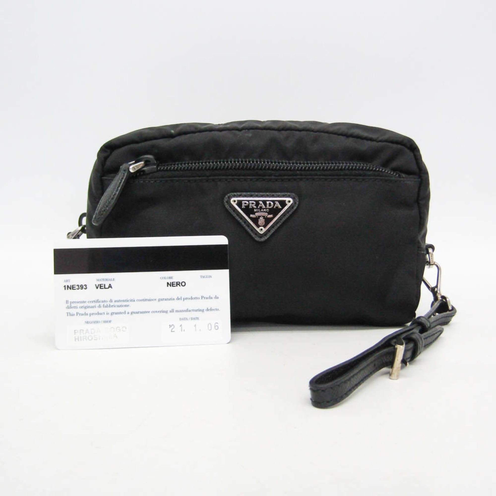 Prada Prada VELA 1NE393 Women's Leather Pouch Black Size ONE SIZE - 2 Thumbnail