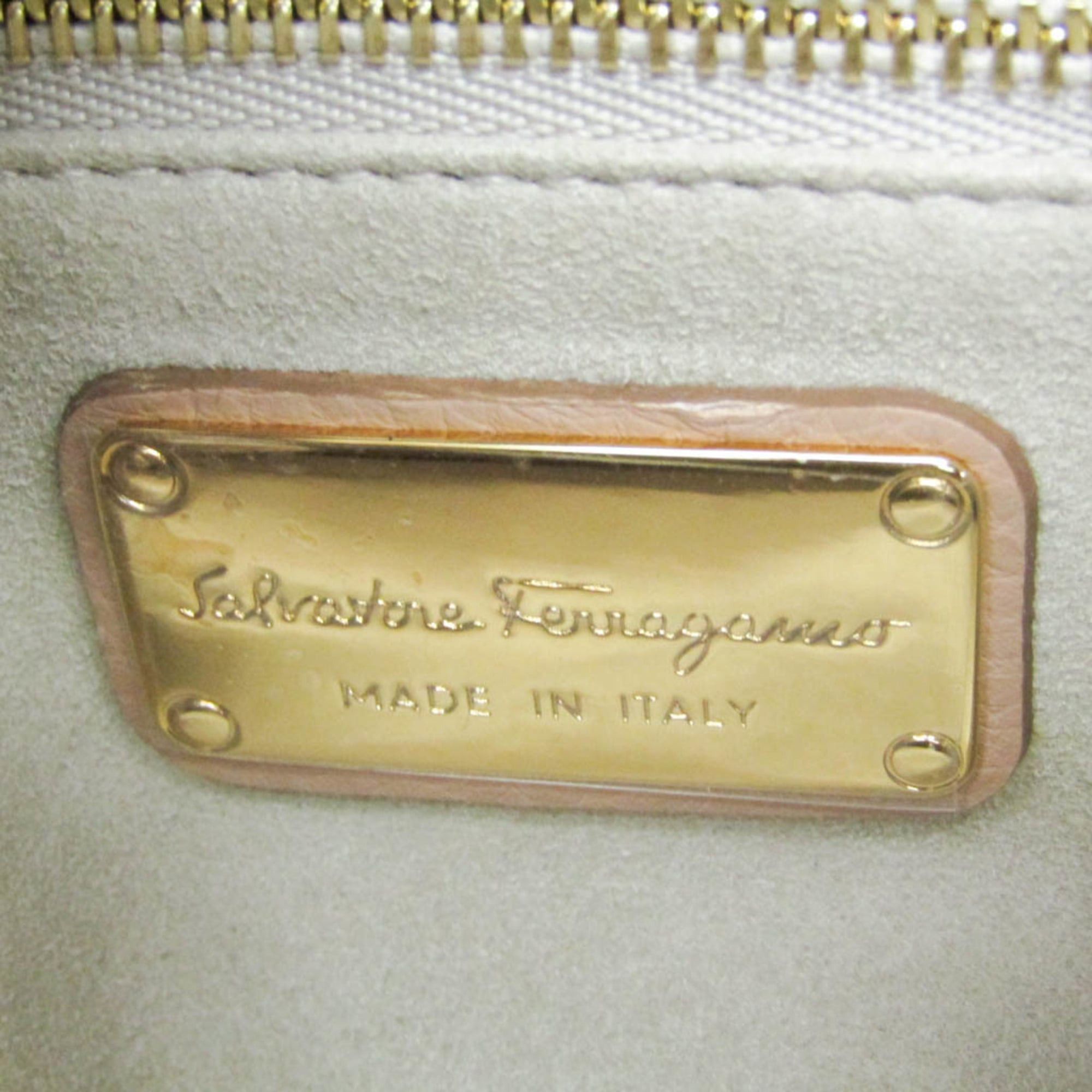 Salvatore Ferragamo Salvatore Ferragamo Gancini EZ-21 E424 Women's Leather Handbag,Shoulder Bag Pink Beige Size ONE SIZE - 14 Thumbnail