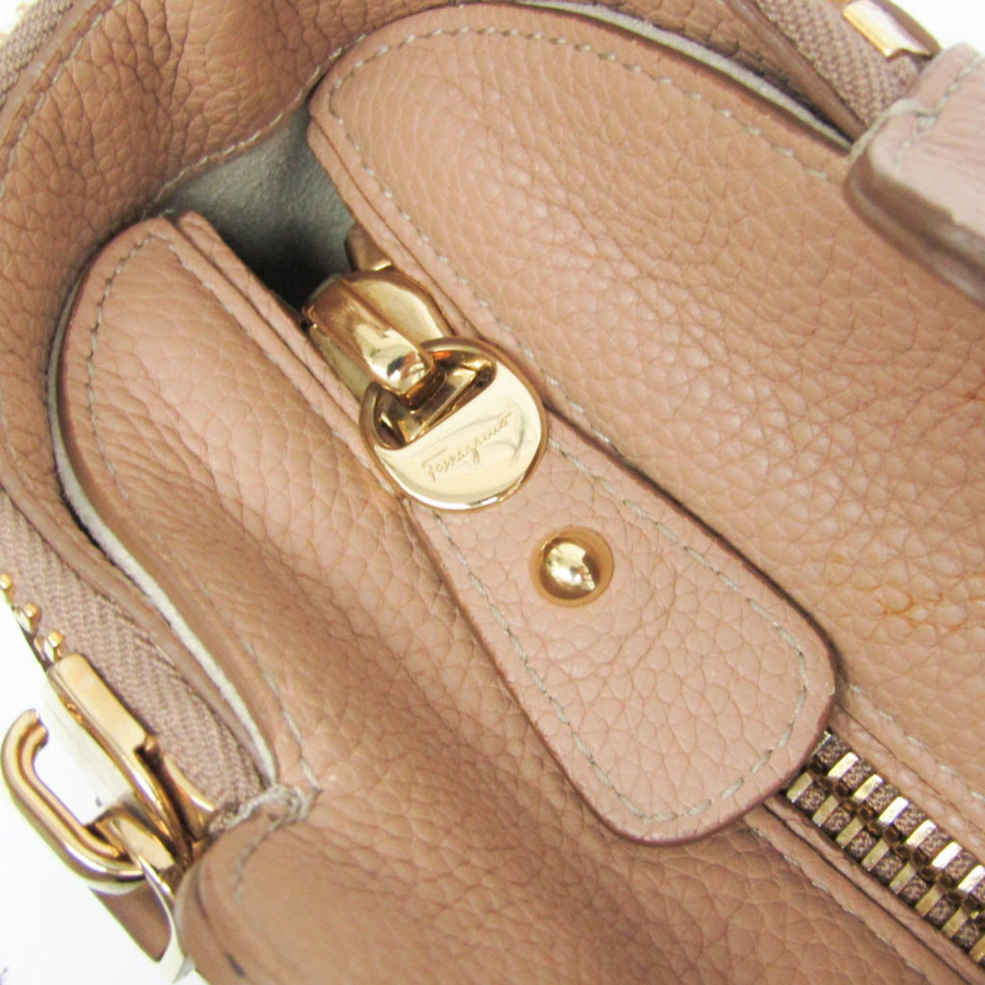 Salvatore Ferragamo Salvatore Ferragamo Gancini EZ-21 E424 Women's Leather Handbag,Shoulder Bag Pink Beige Size ONE SIZE - 10 Thumbnail
