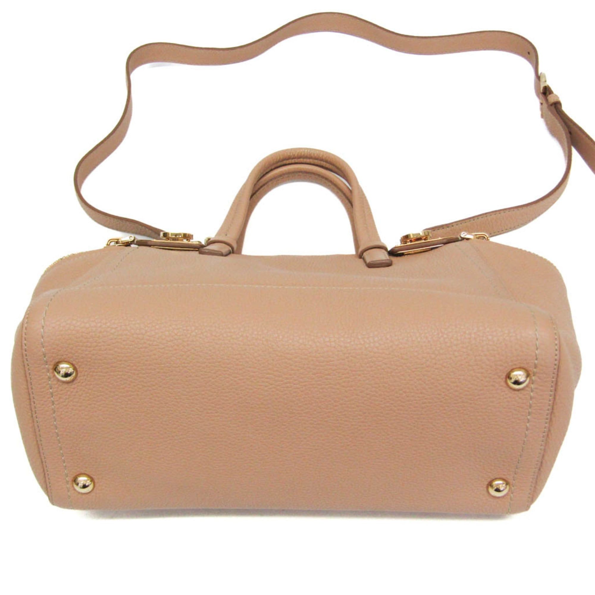 Salvatore Ferragamo Salvatore Ferragamo Gancini EZ-21 E424 Women's Leather Handbag,Shoulder Bag Pink Beige Size ONE SIZE - 5 Thumbnail