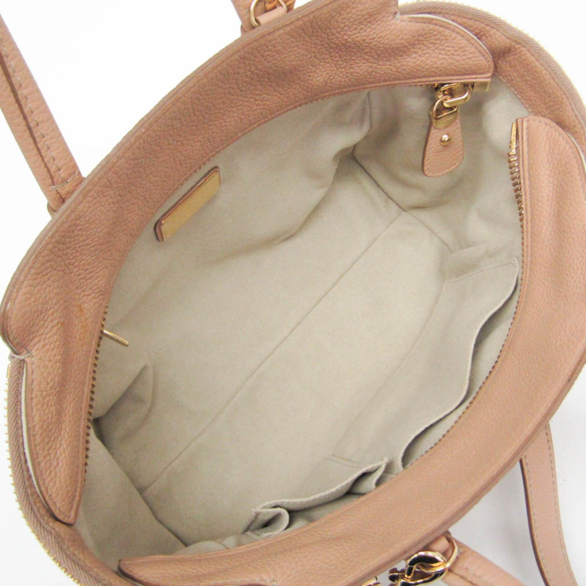 Salvatore Ferragamo Salvatore Ferragamo Gancini EZ-21 E424 Women's Leather Handbag,Shoulder Bag Pink Beige Size ONE SIZE - 4 Thumbnail