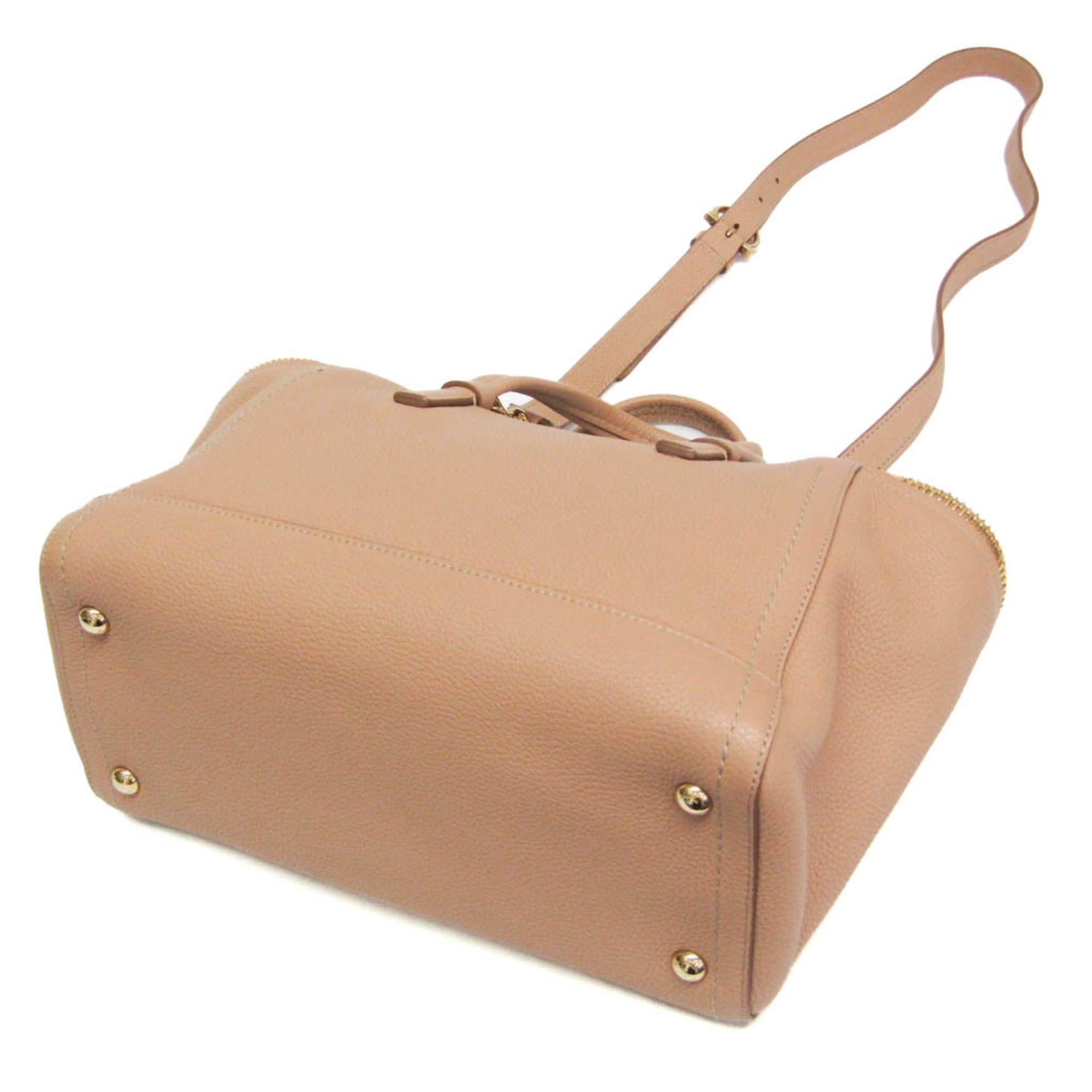 Salvatore Ferragamo Salvatore Ferragamo Gancini EZ-21 E424 Women's Leather Handbag,Shoulder Bag Pink Beige Size ONE SIZE - 3 Thumbnail