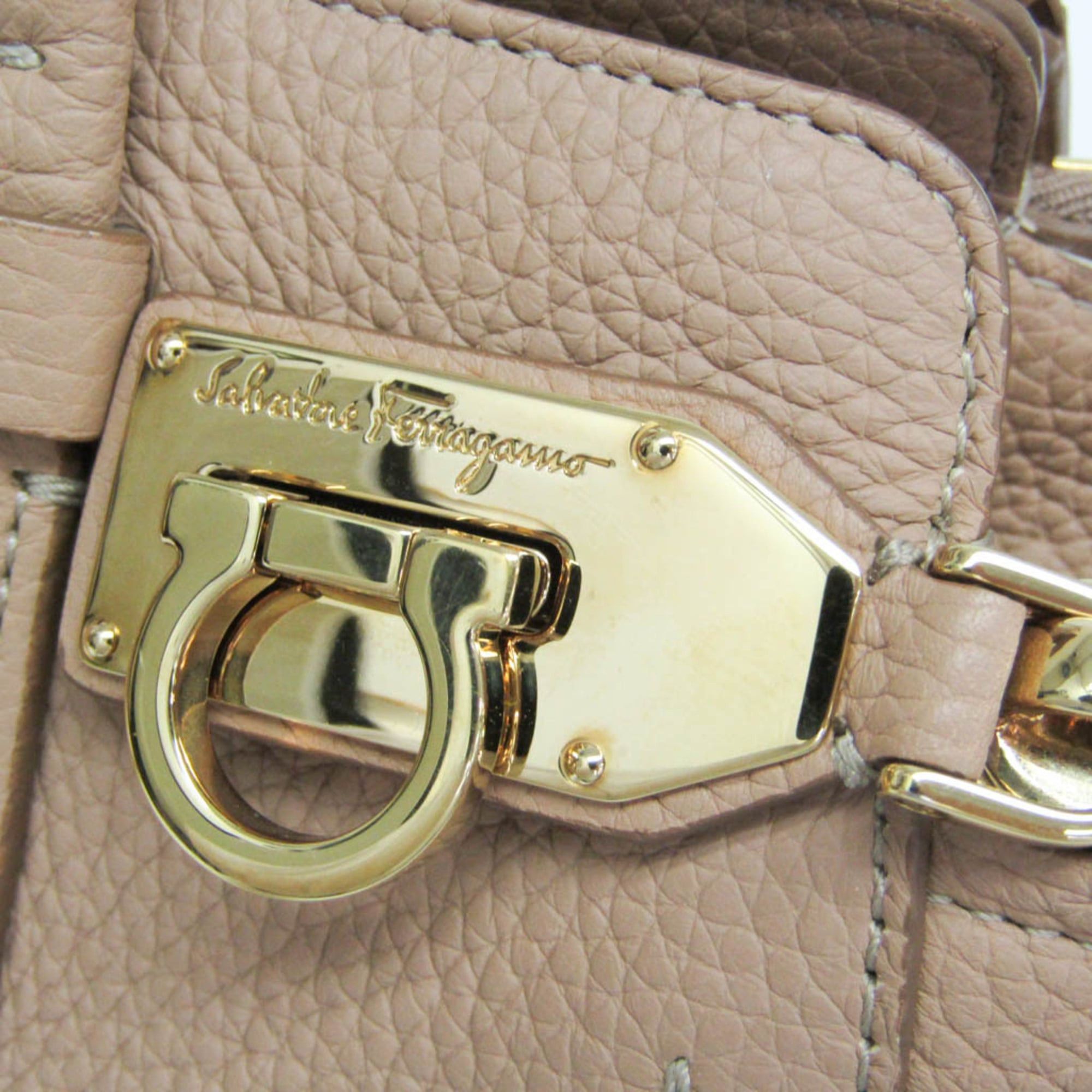 Salvatore Ferragamo Salvatore Ferragamo Gancini EZ-21 E424 Women's Leather Handbag,Shoulder Bag Pink Beige Size ONE SIZE - 9 Thumbnail