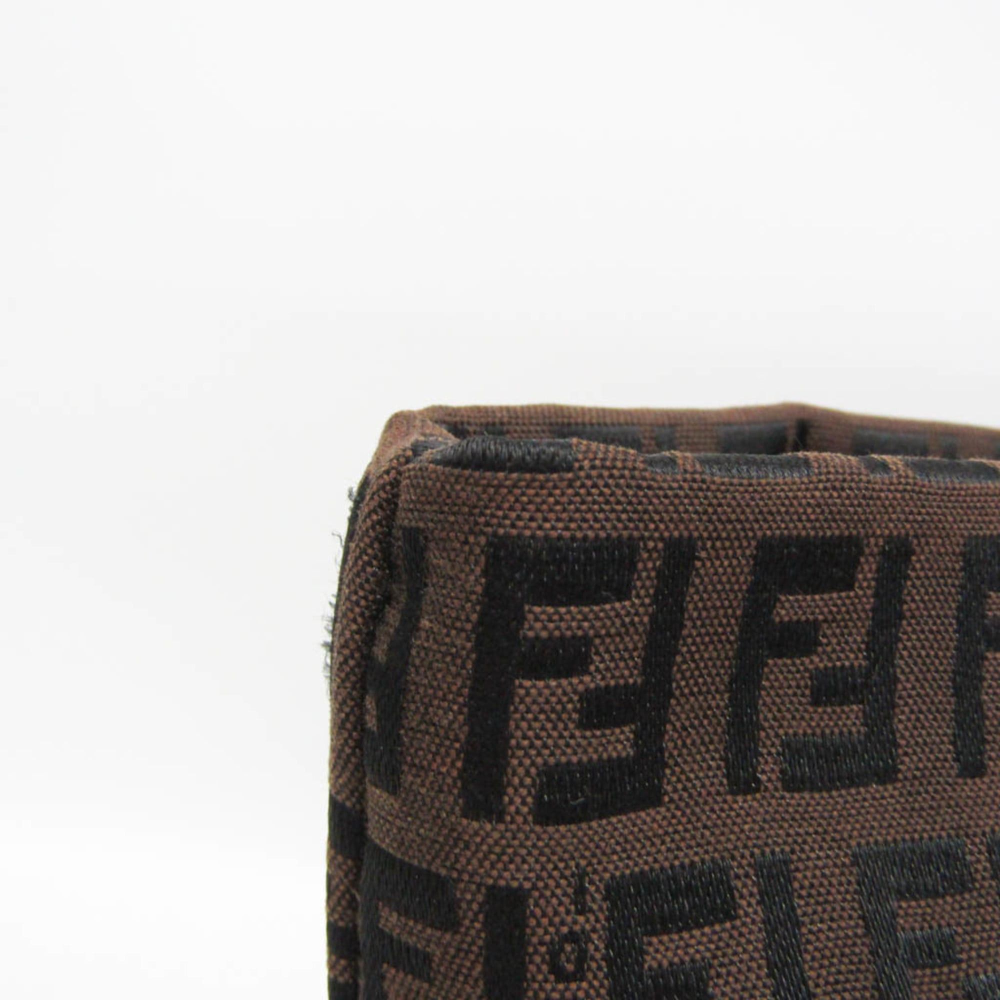 Fendi Fendi Zucchino 8BH026 Women's Canvas,Leather Tote Bag Brown Size ONE SIZE - 7 Thumbnail