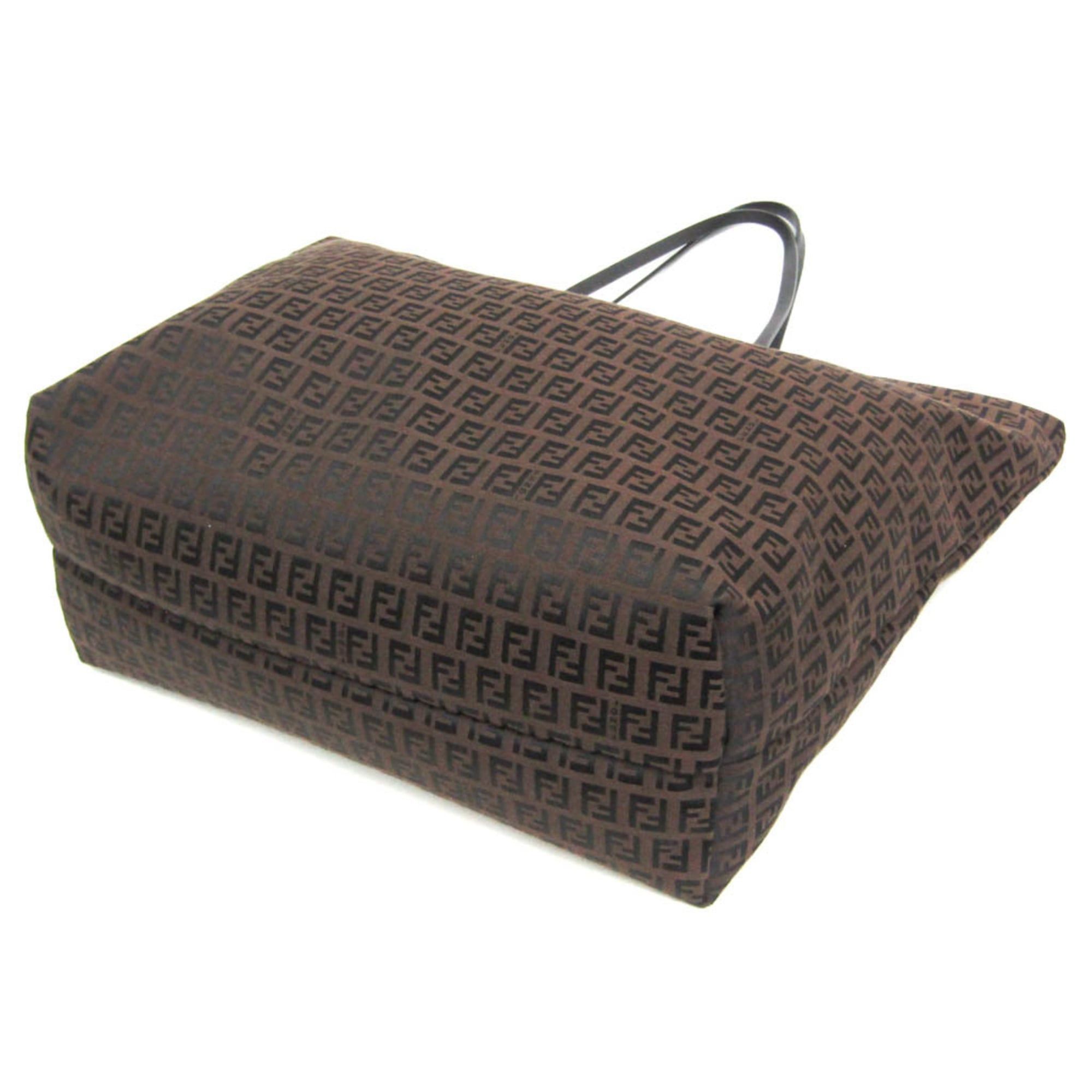 Fendi Fendi Zucchino 8BH026 Women's Canvas,Leather Tote Bag Brown Size ONE SIZE - 2 Thumbnail